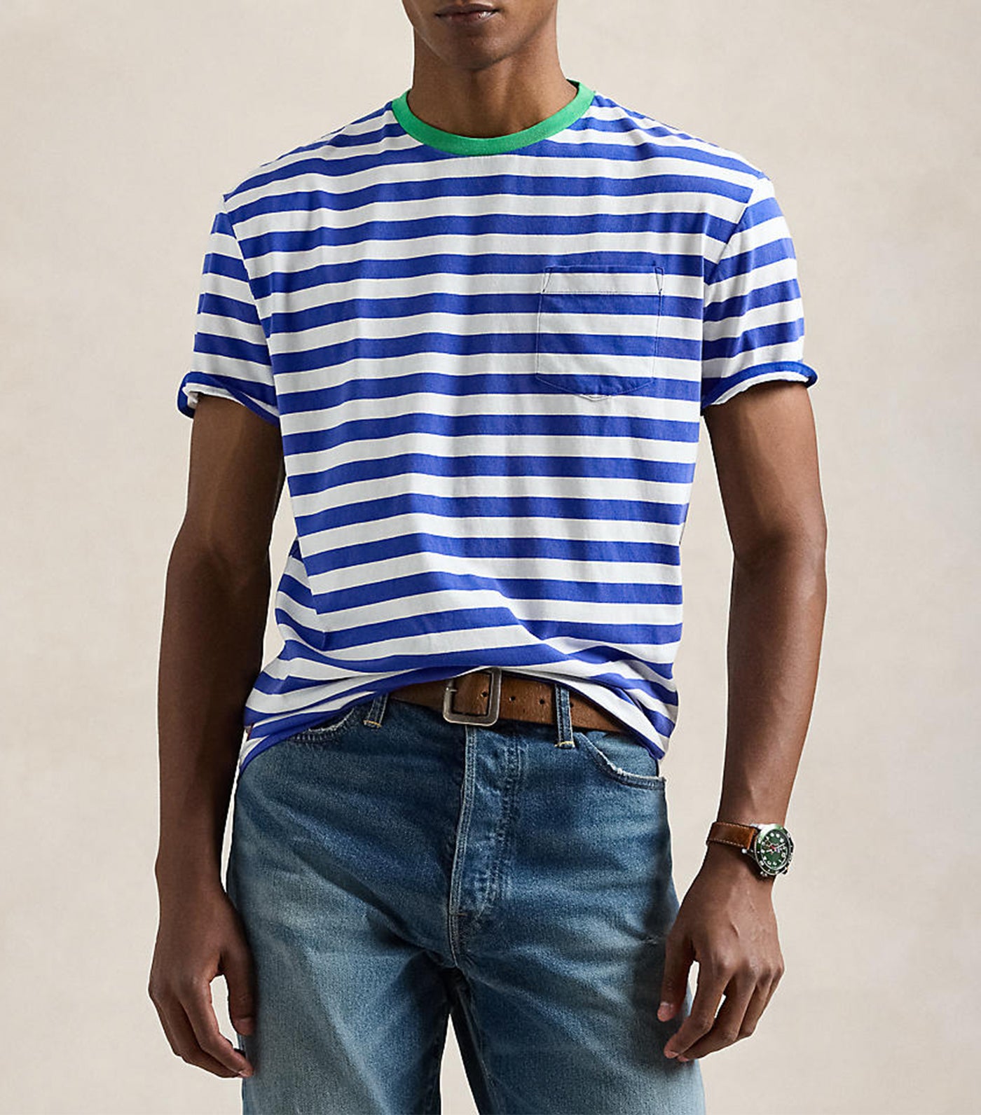 Men's Classic Fit Striped Jersey T-Shirt