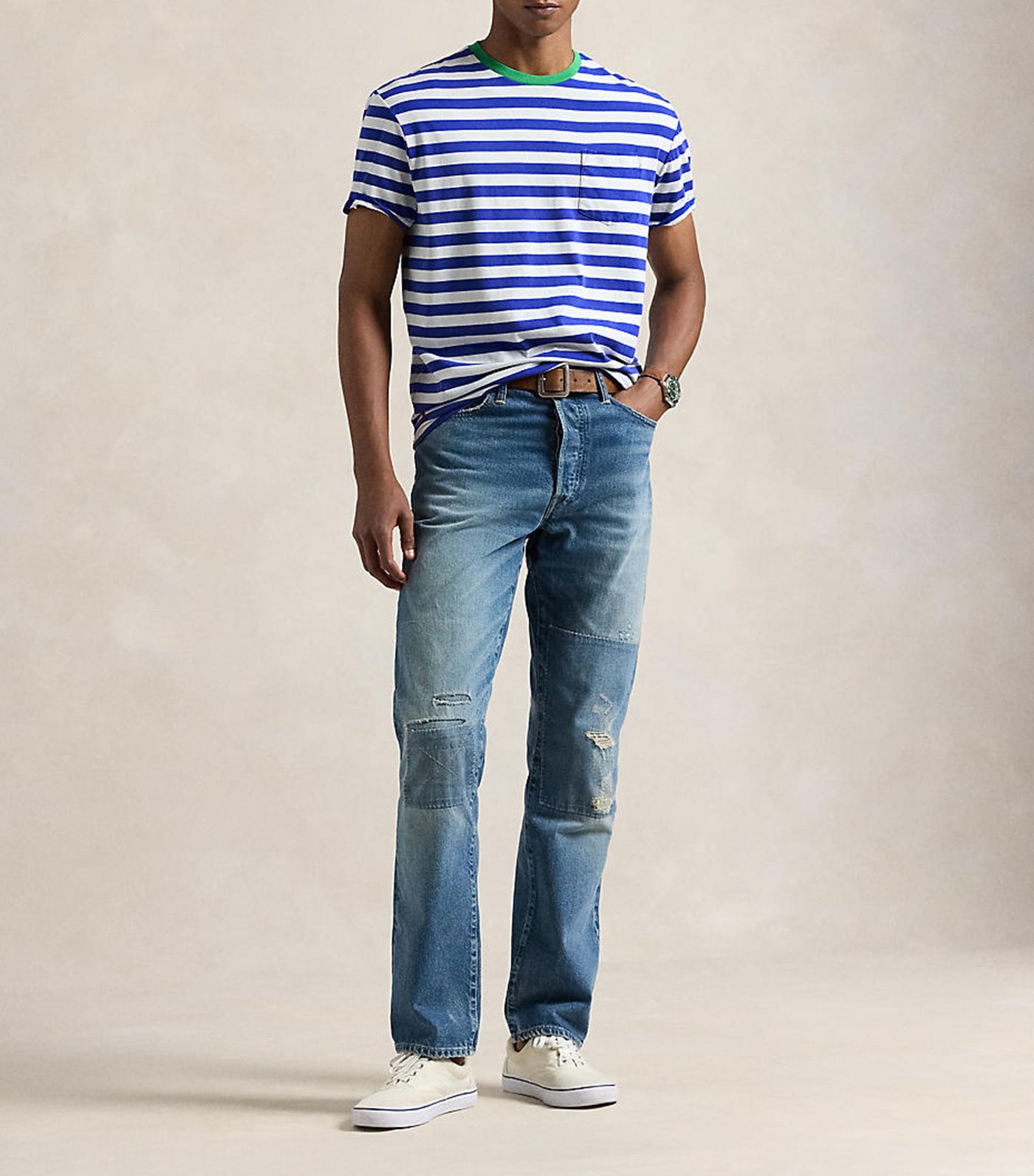 Men's Classic Fit Striped Jersey T-Shirt