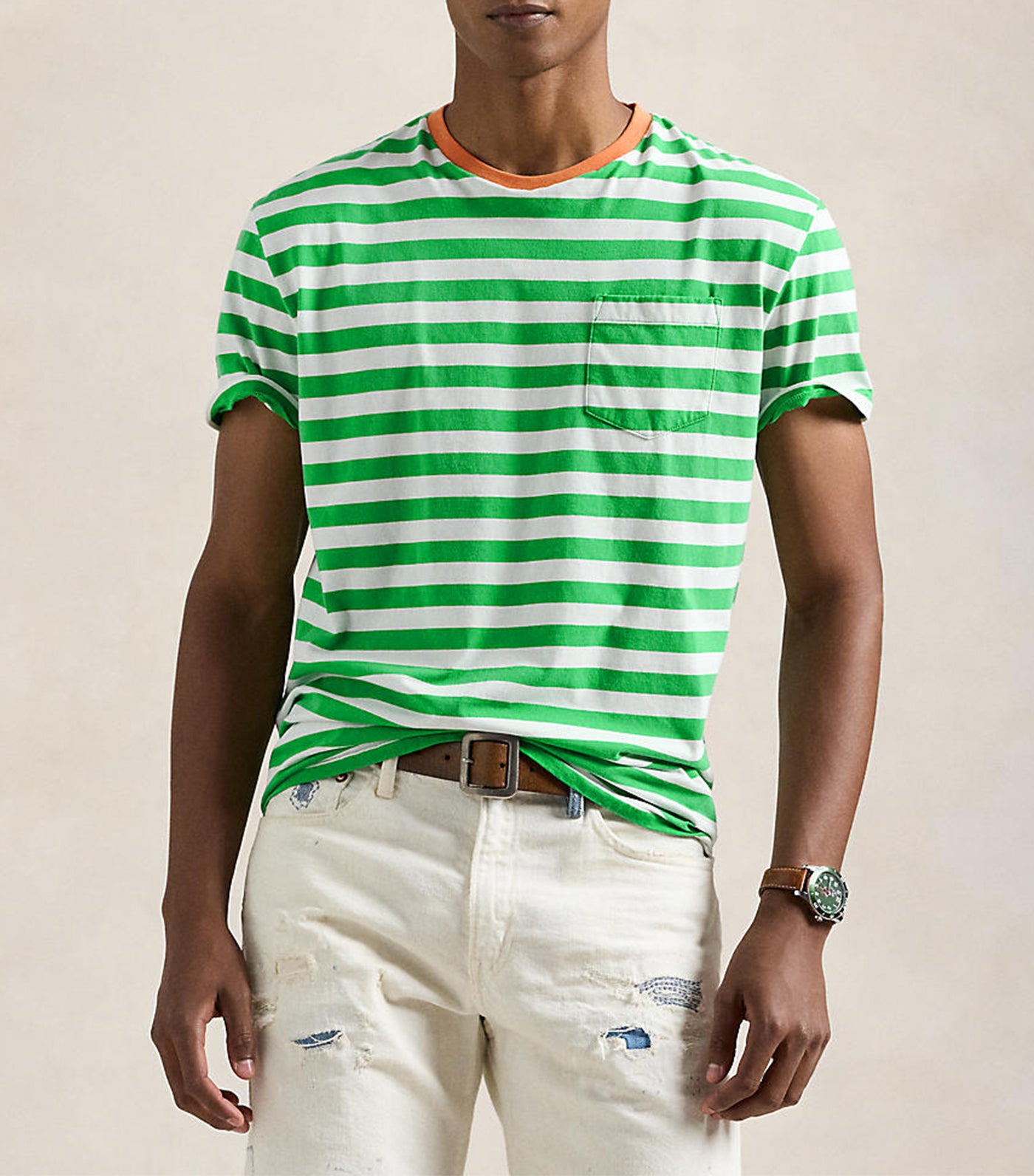 Men's Classic Fit Striped Jersey T-Shirt