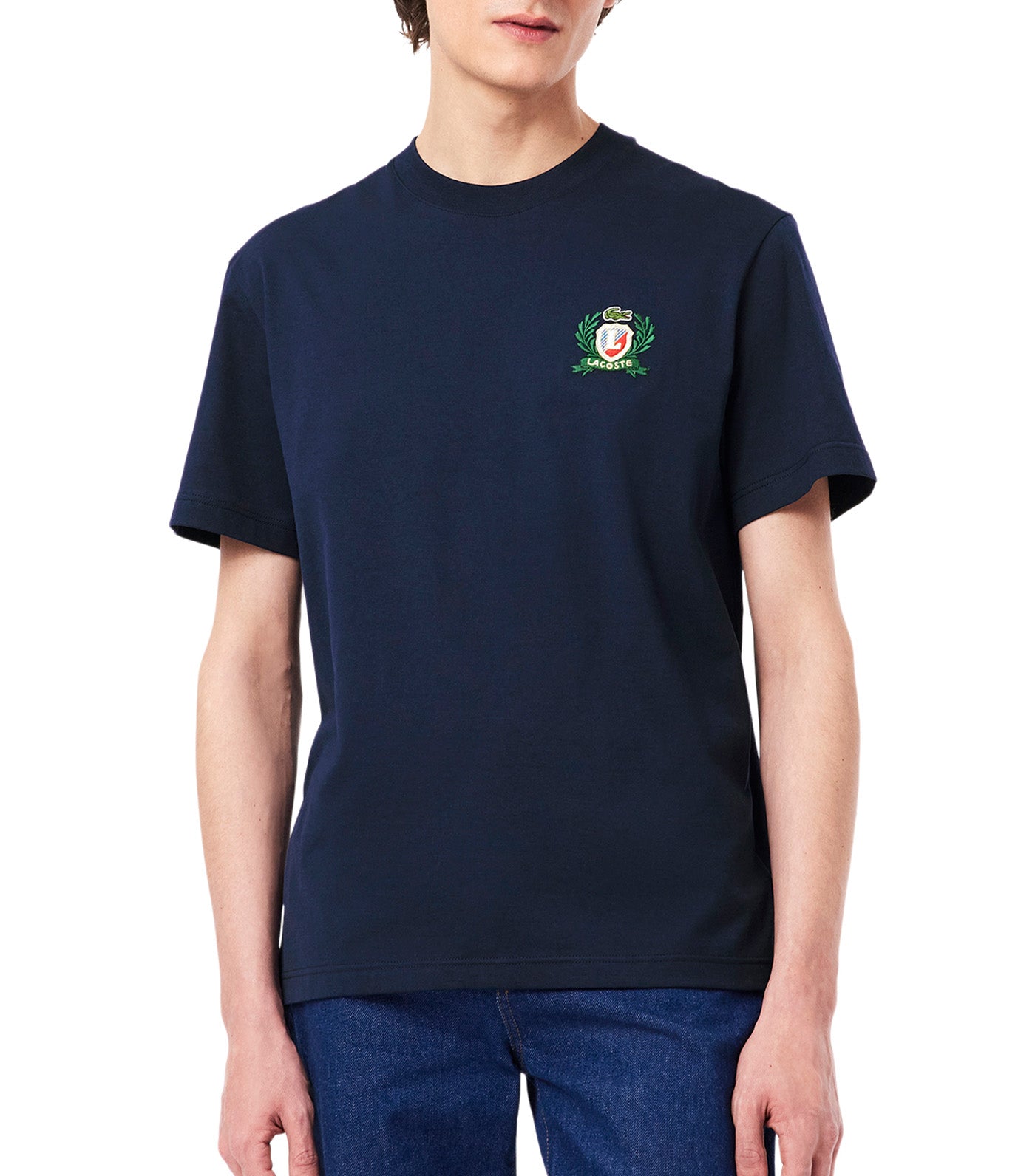 French Made Embroidered Badge T-Shirt Navy Blue
