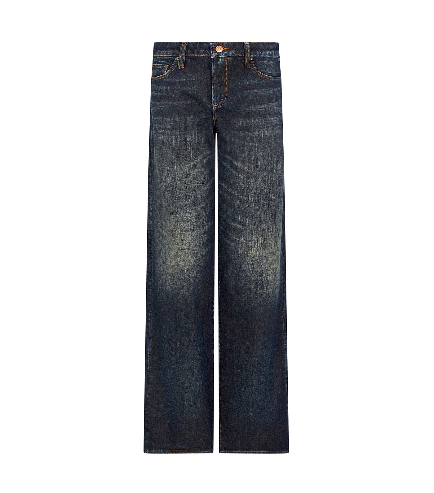 Relaxed Fit Denim Jeans Dark Blue Denim