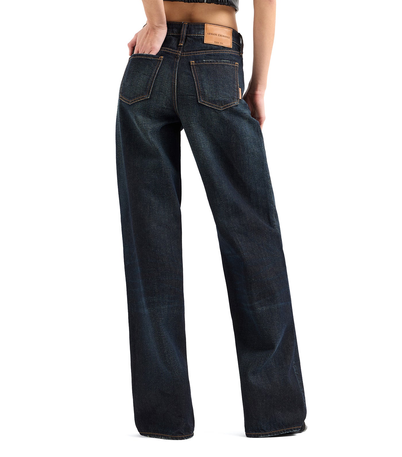 Relaxed Fit Denim Jeans Dark Blue Denim