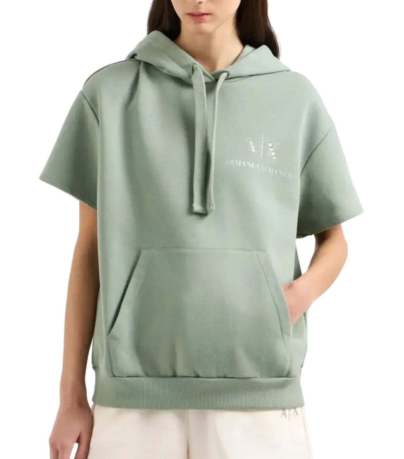 Armani Exchange Short Sleeve Hoodie Sage