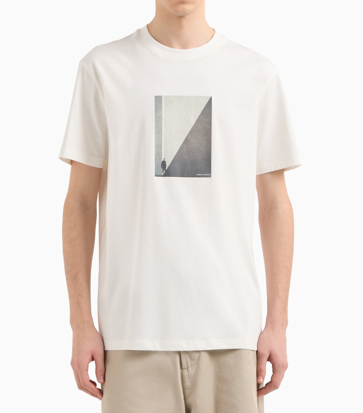 Armani Exchange Regular Fit T-Shirt with Photo Print Off White