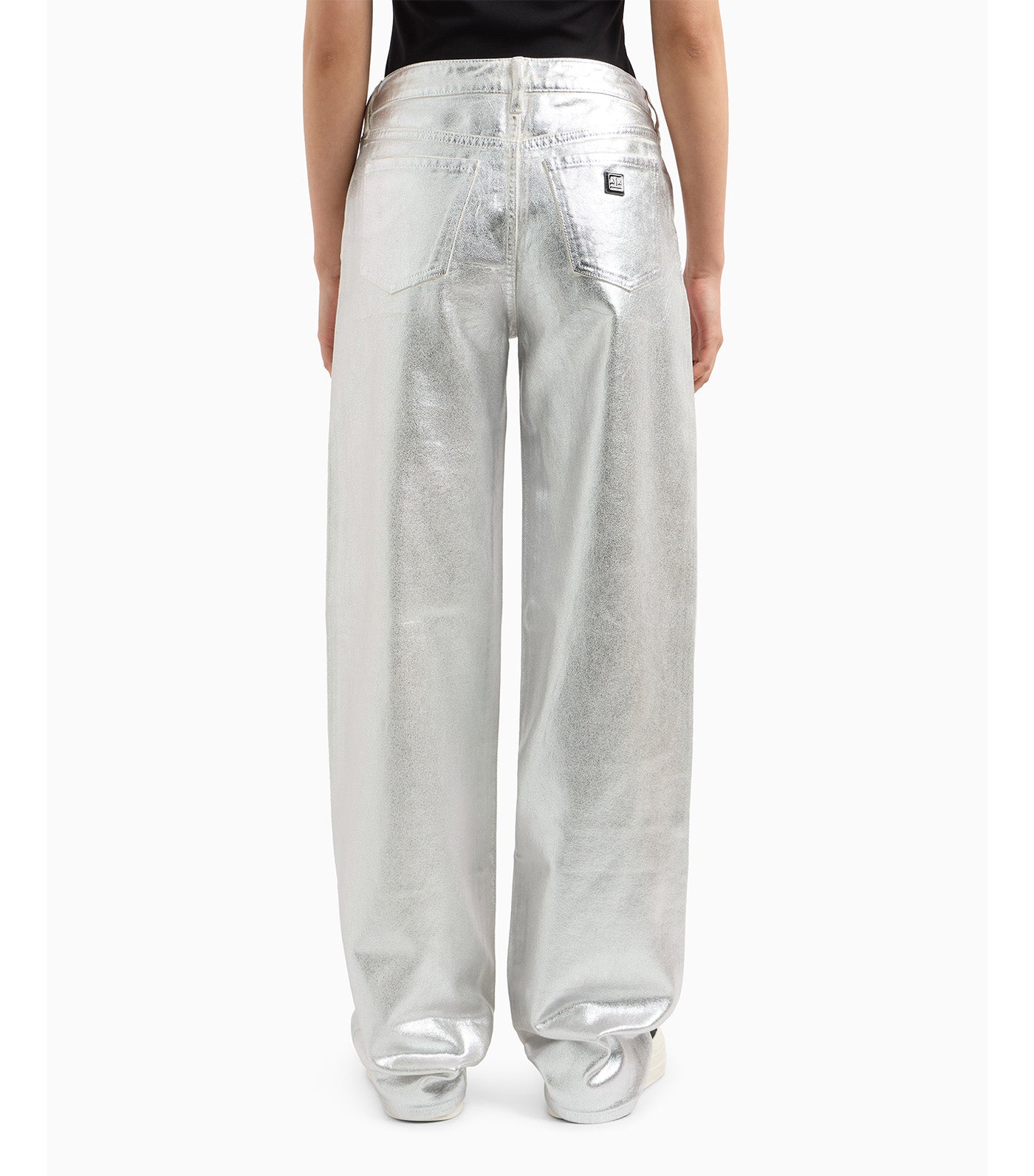 Metallic Stiff Cotton Trousers Mirror