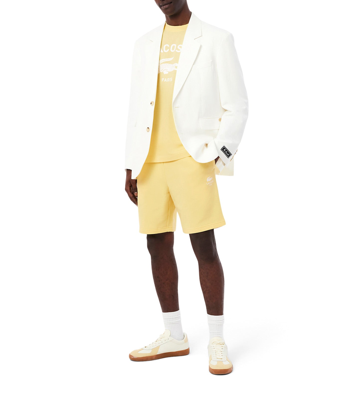 Printed Cotton Fleece Shorts Yellow