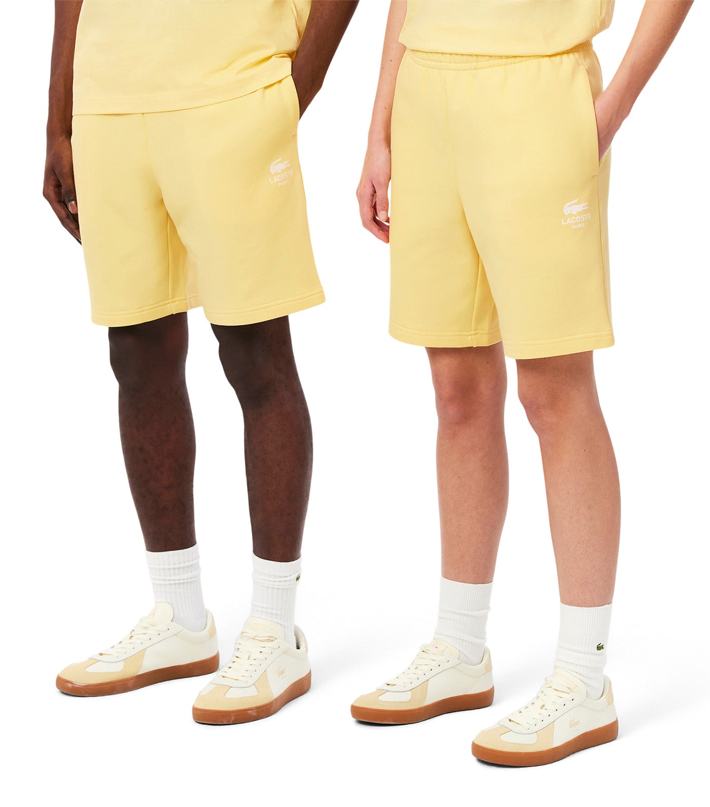 Printed Cotton Fleece Shorts Yellow