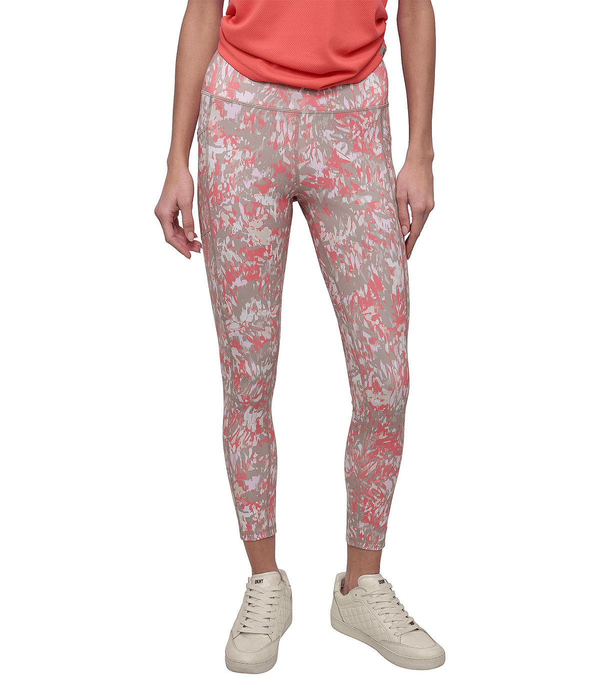 Printed High-Waist 7/8 Tights Peach