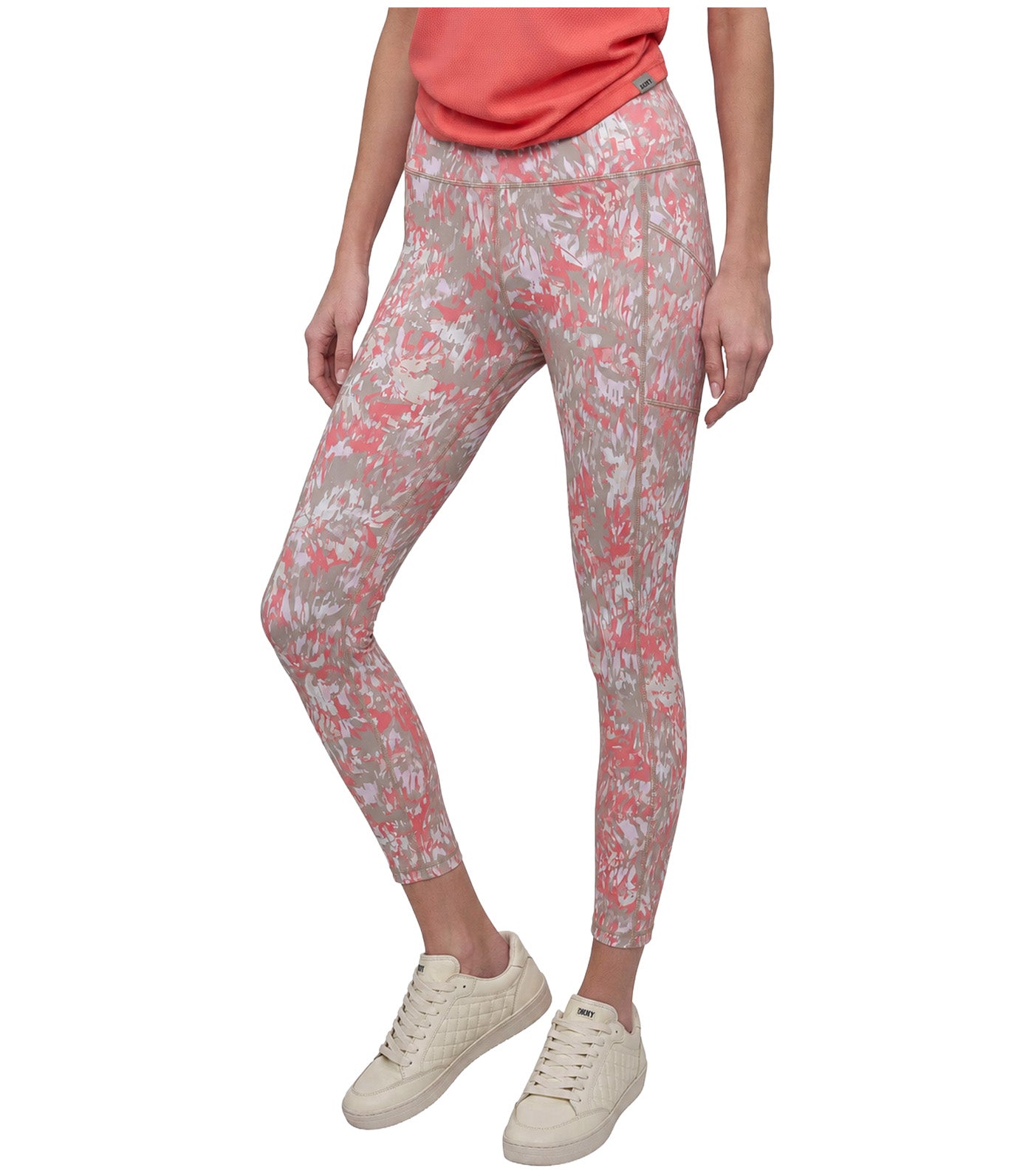Printed High-Waist 7/8 Tights Peach