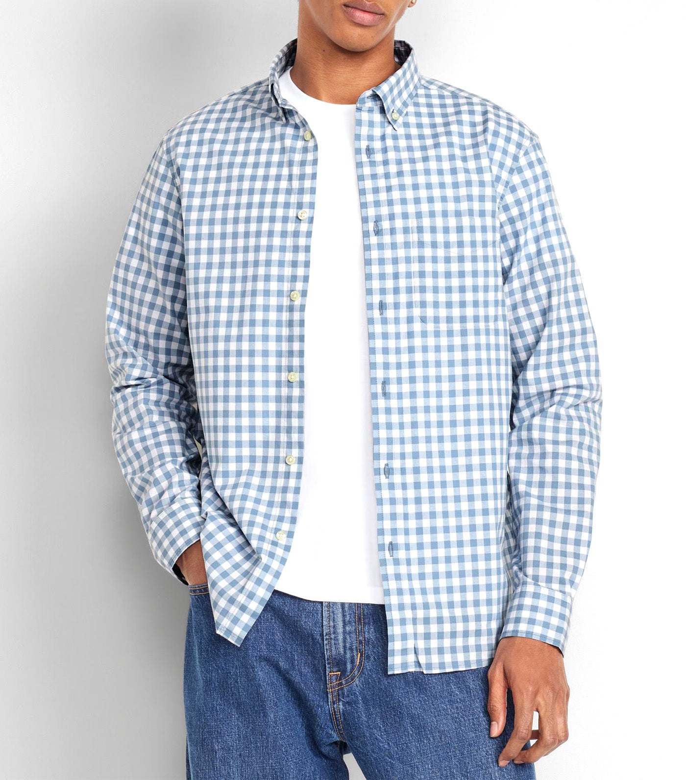 Old Navy Classic Fit Everyday Shirt Blue Gingham