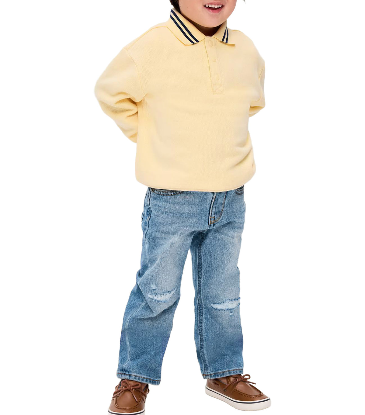 Straight Ripped Stretch Jeans for Toddler Boys Light Wash