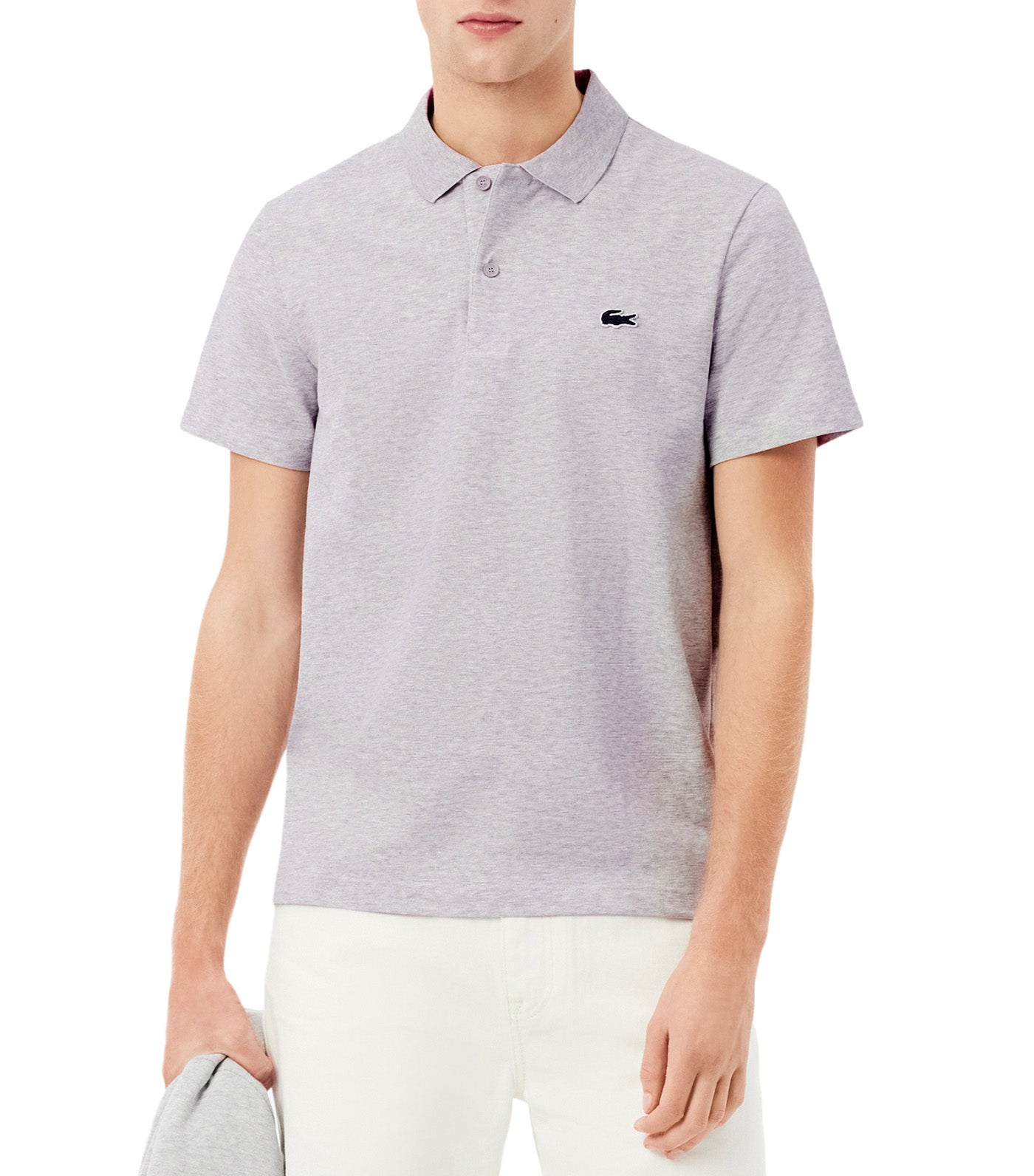 Regular Fit Cotton Polo Shirt Silver Chine