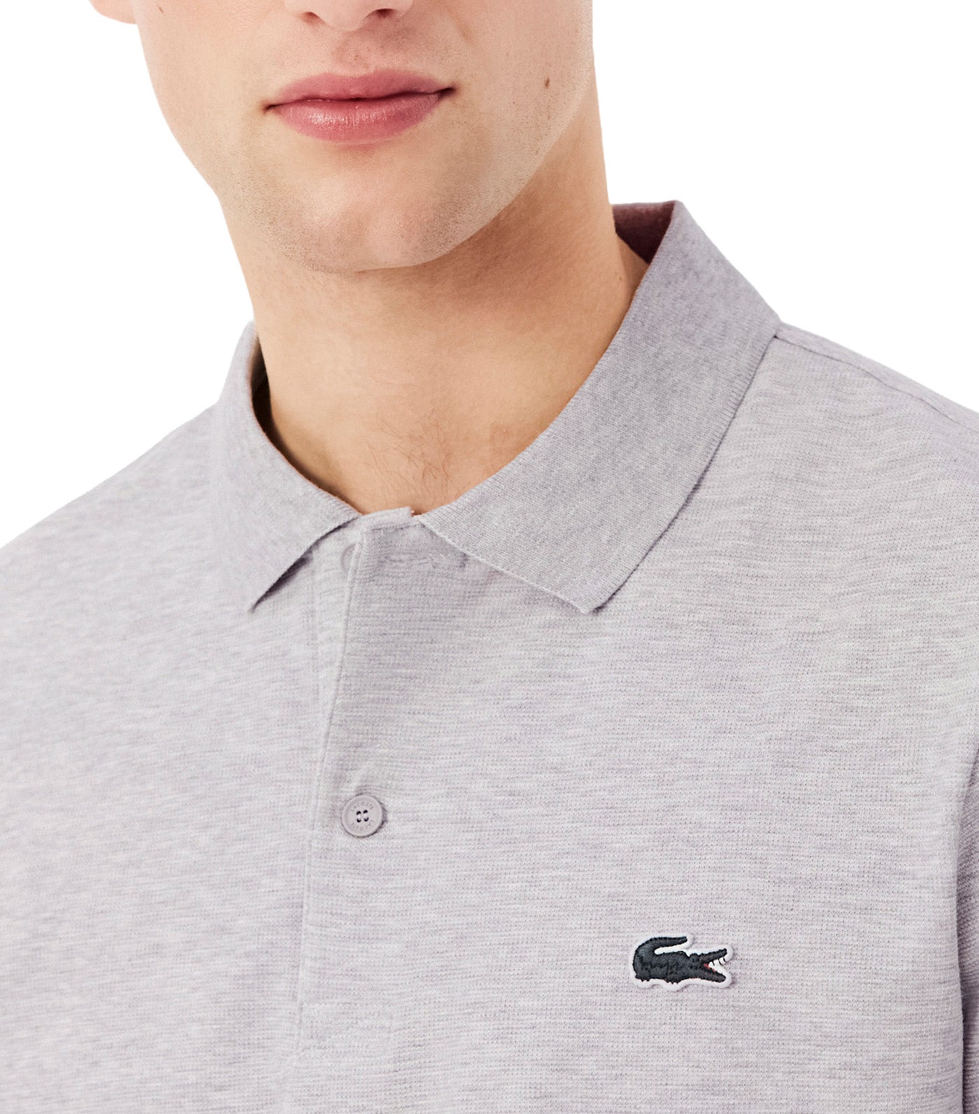 Regular Fit Cotton Polo Shirt Silver Chine