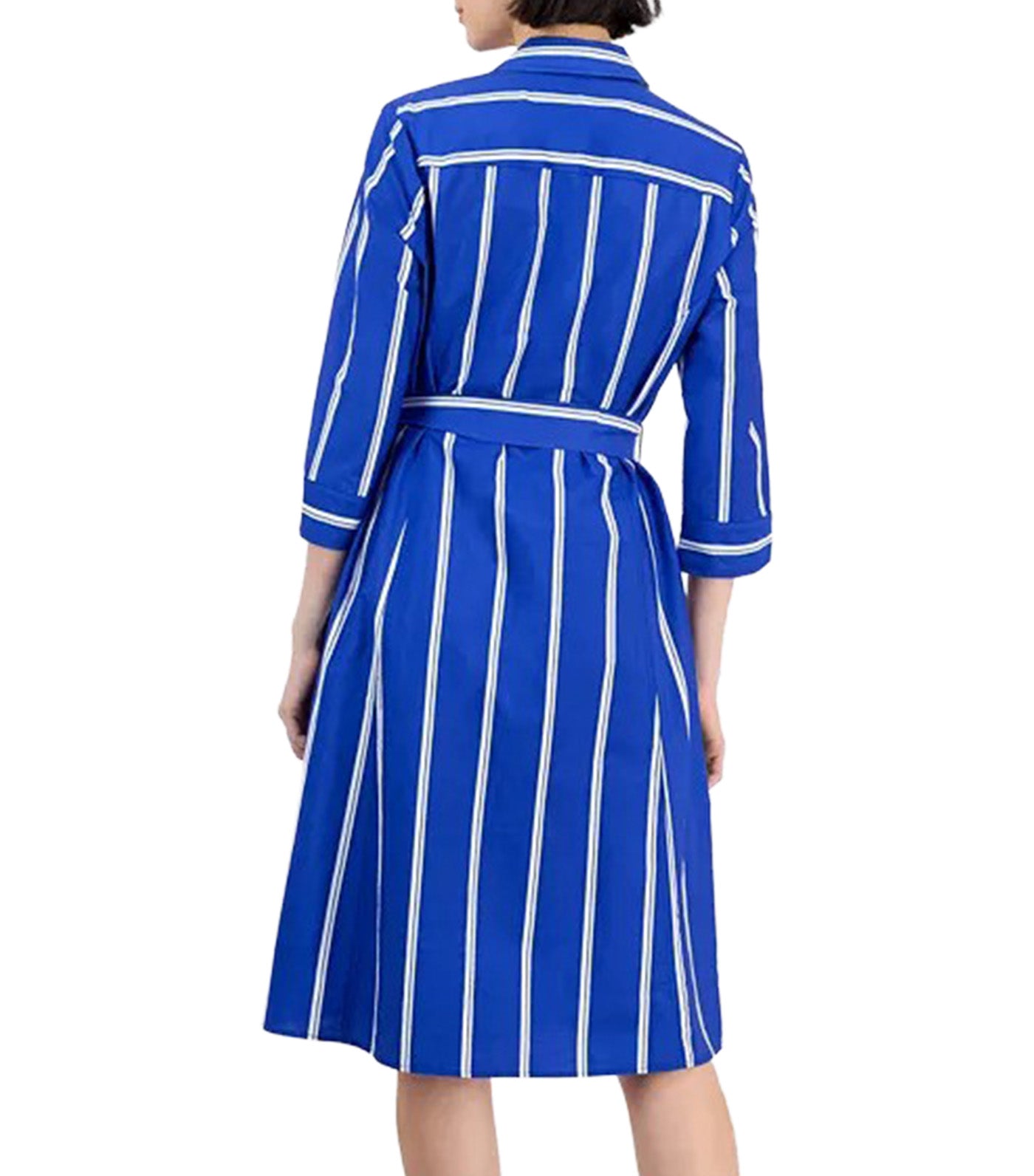 Three Quarter Sleeve Midi Dress Santorini Blue/Bright White