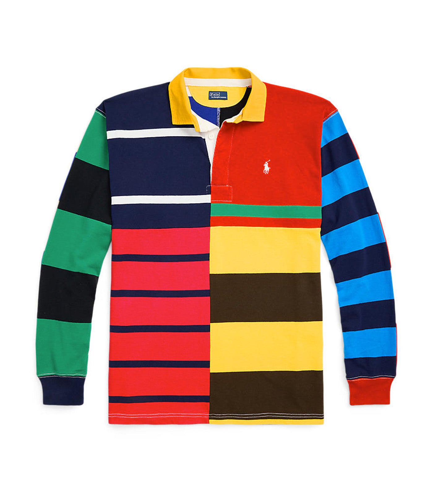 Women's Patchwork-Stripe Jersey Rugby Shirt Multi Stripe