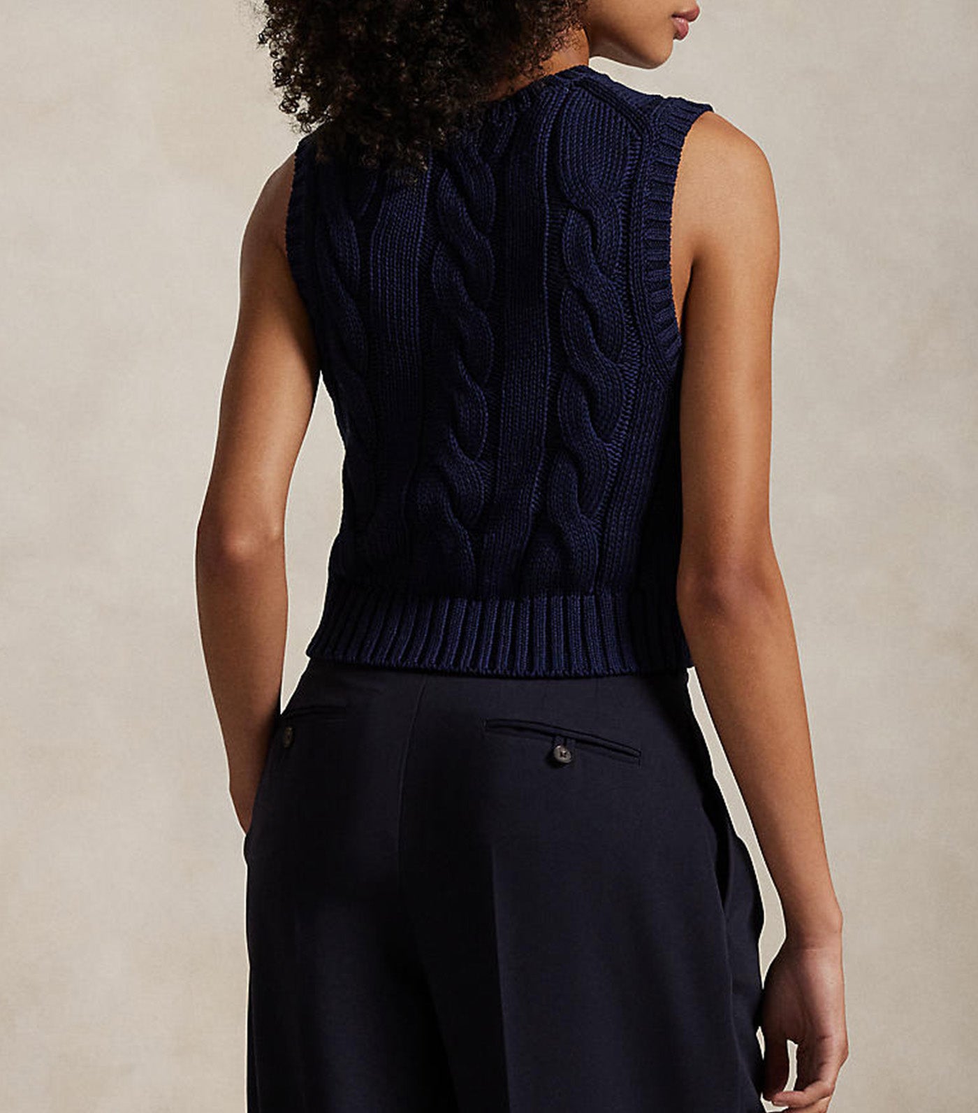 Women's Cable-Knit Cotton Crewneck Sweater Vest
