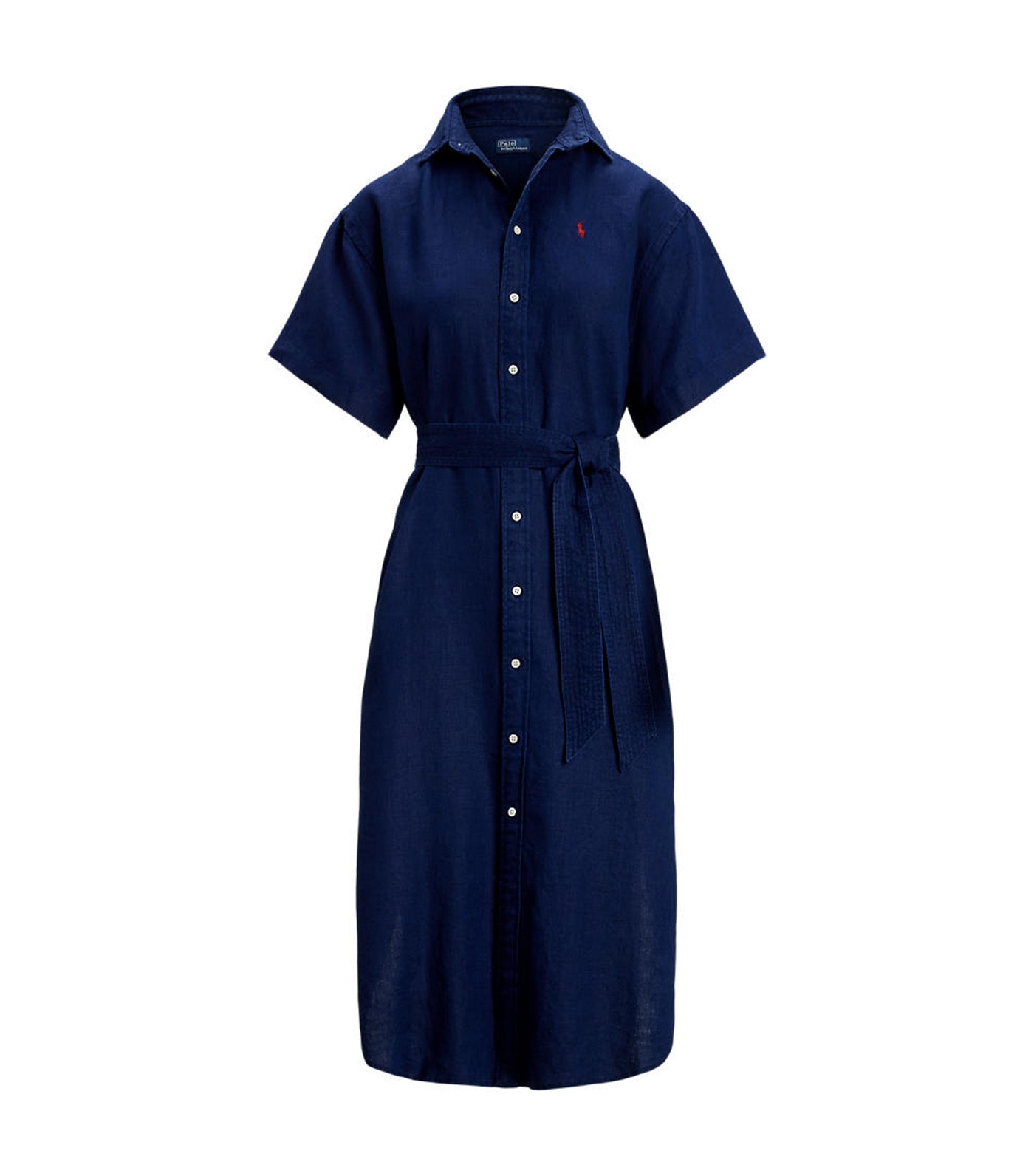 Women's Belted Linen Shirtdress Newport Navy