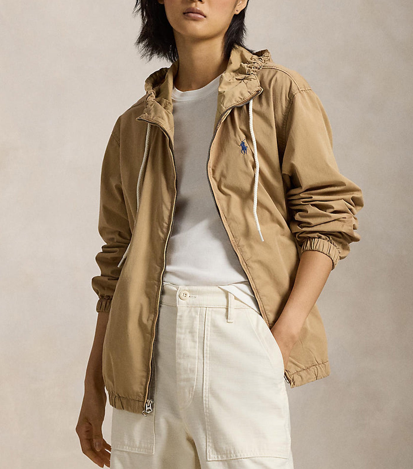 Women's Twill Hooded Jacket Cafe Tan
