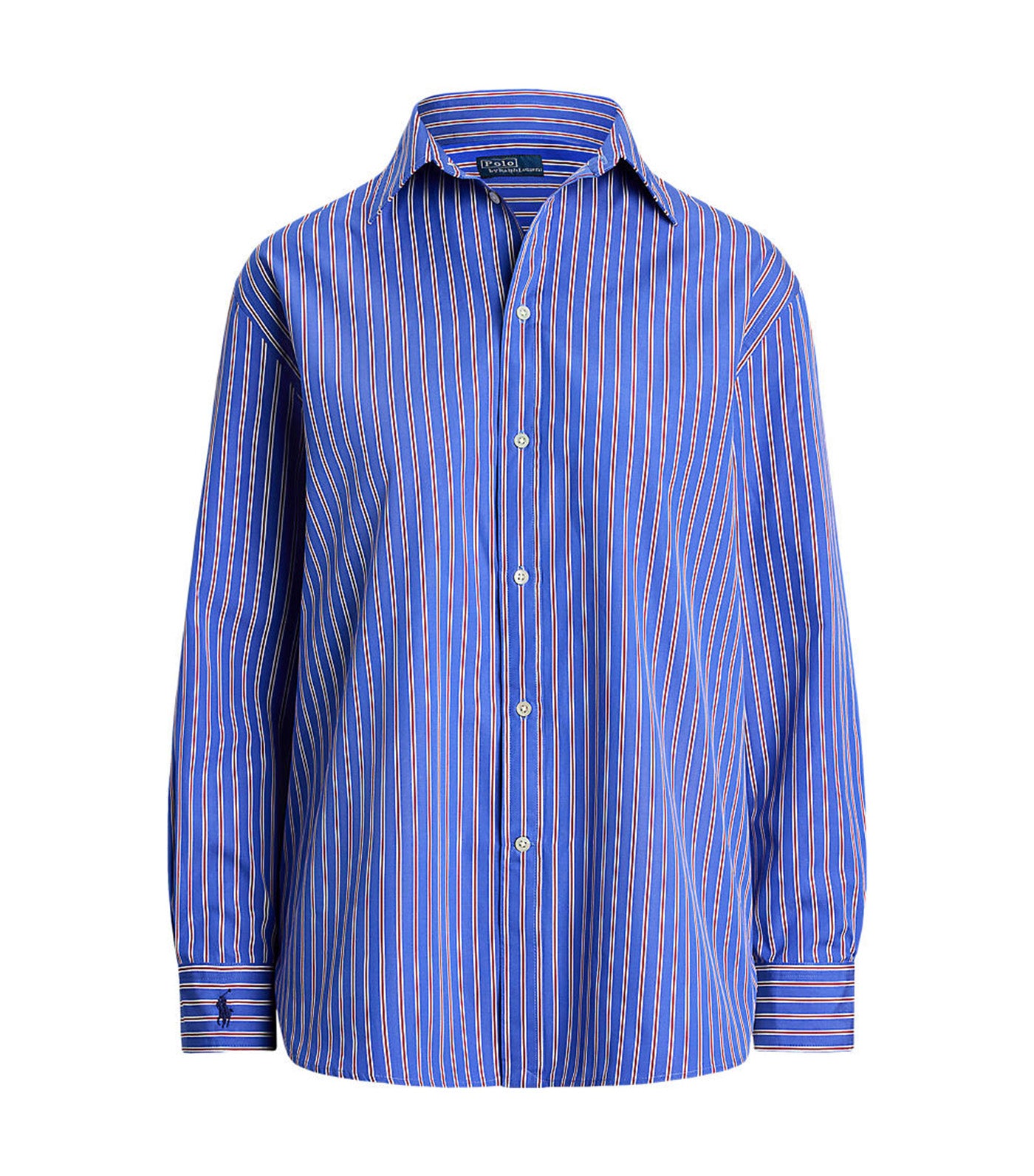 Women's Oversize Fit Striped Cotton Shirt Blue/Red/White