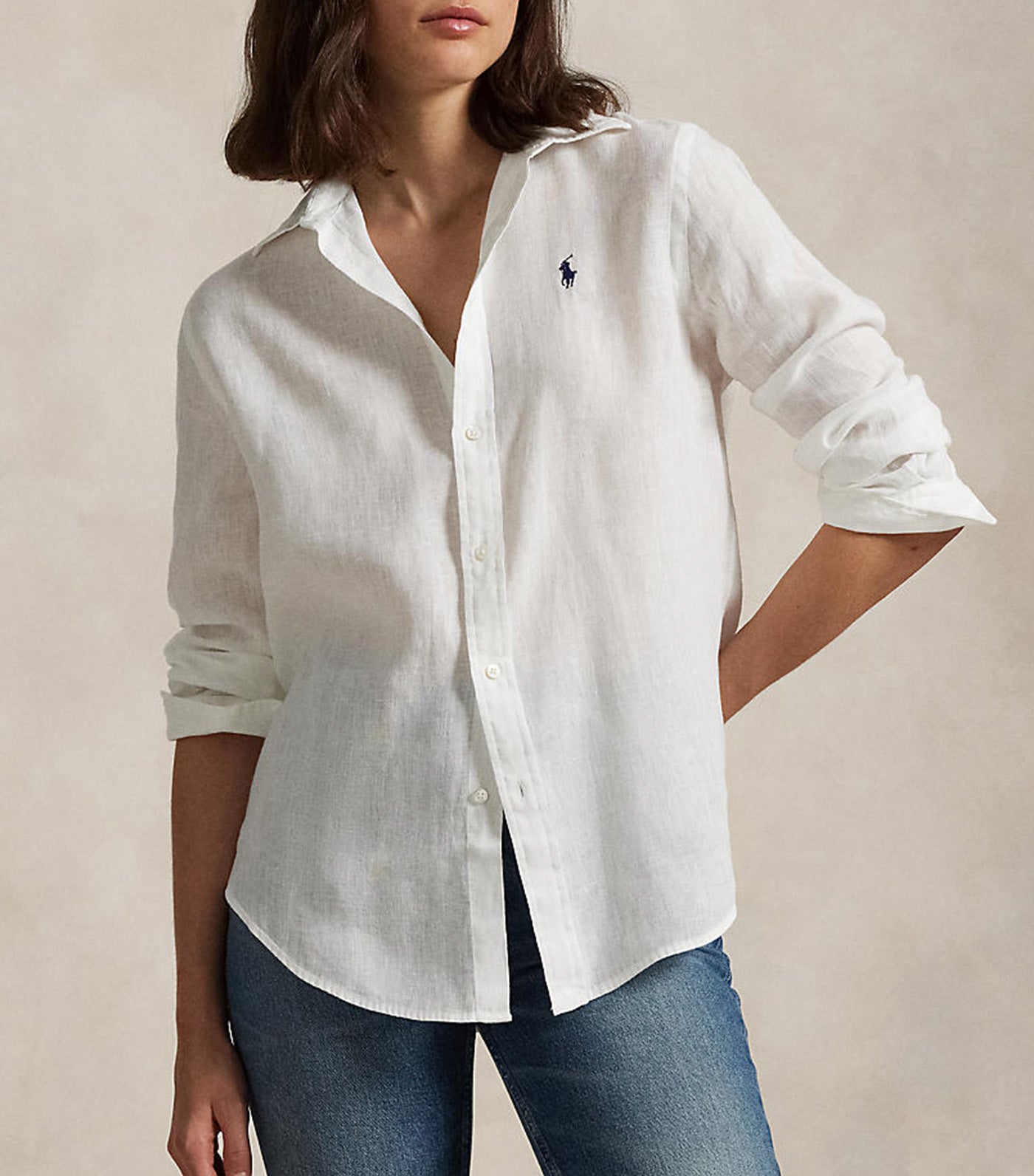 Women's Classic Fit Linen Shirt White
