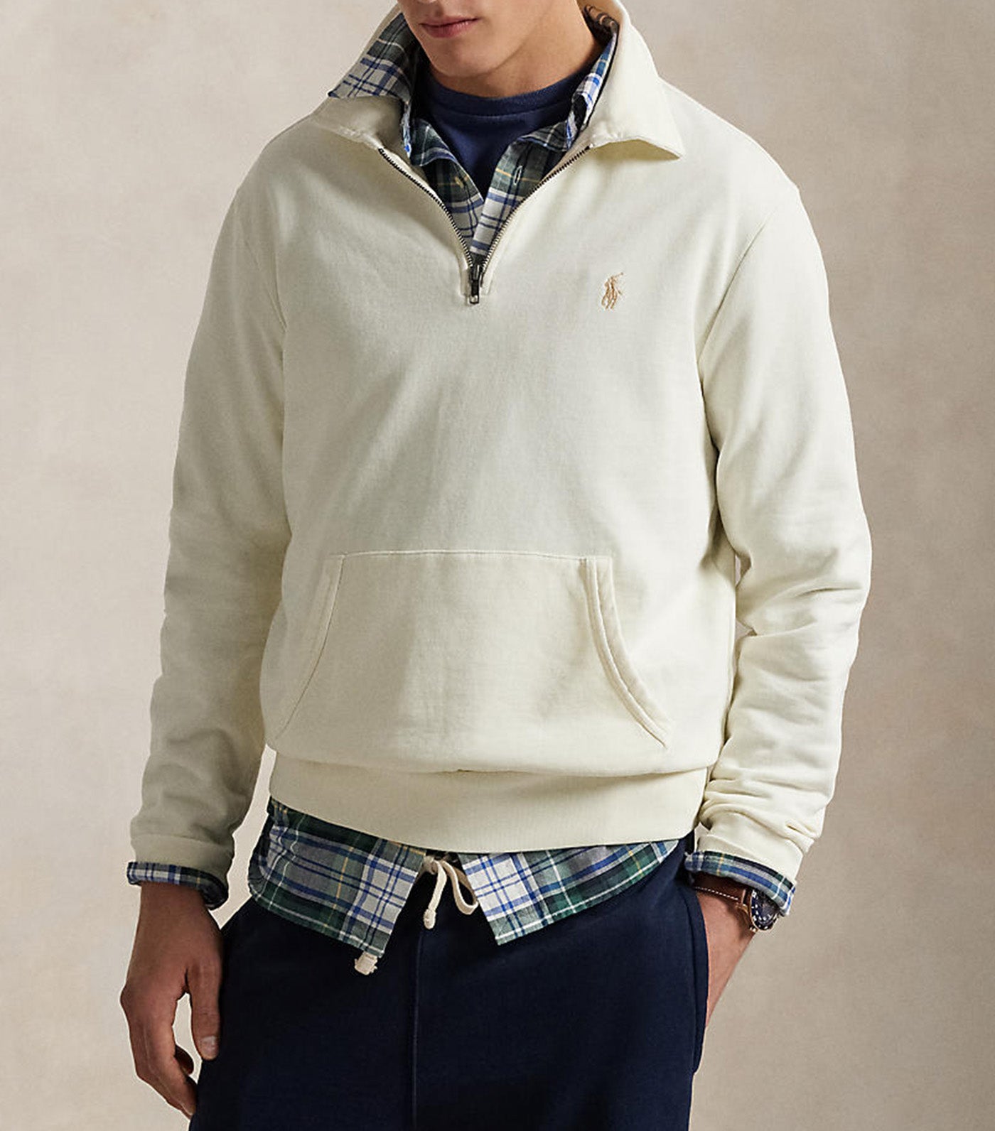 Men's Loopback Fleece Quarter-Zip Sweatshirt Clubhouse Cream