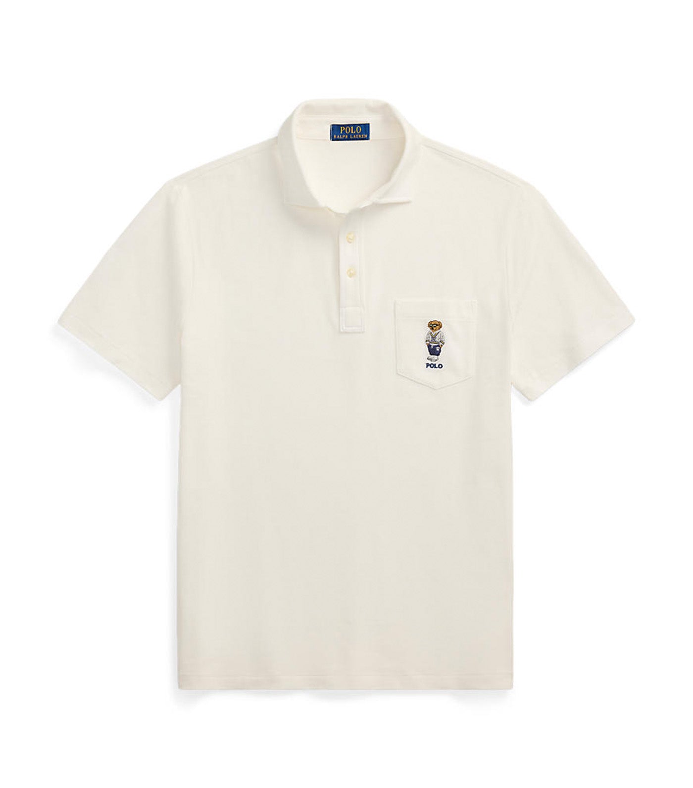 Men's Custom Slim Polo Bear Mesh Polo Shirt White Heritage Icons Bear