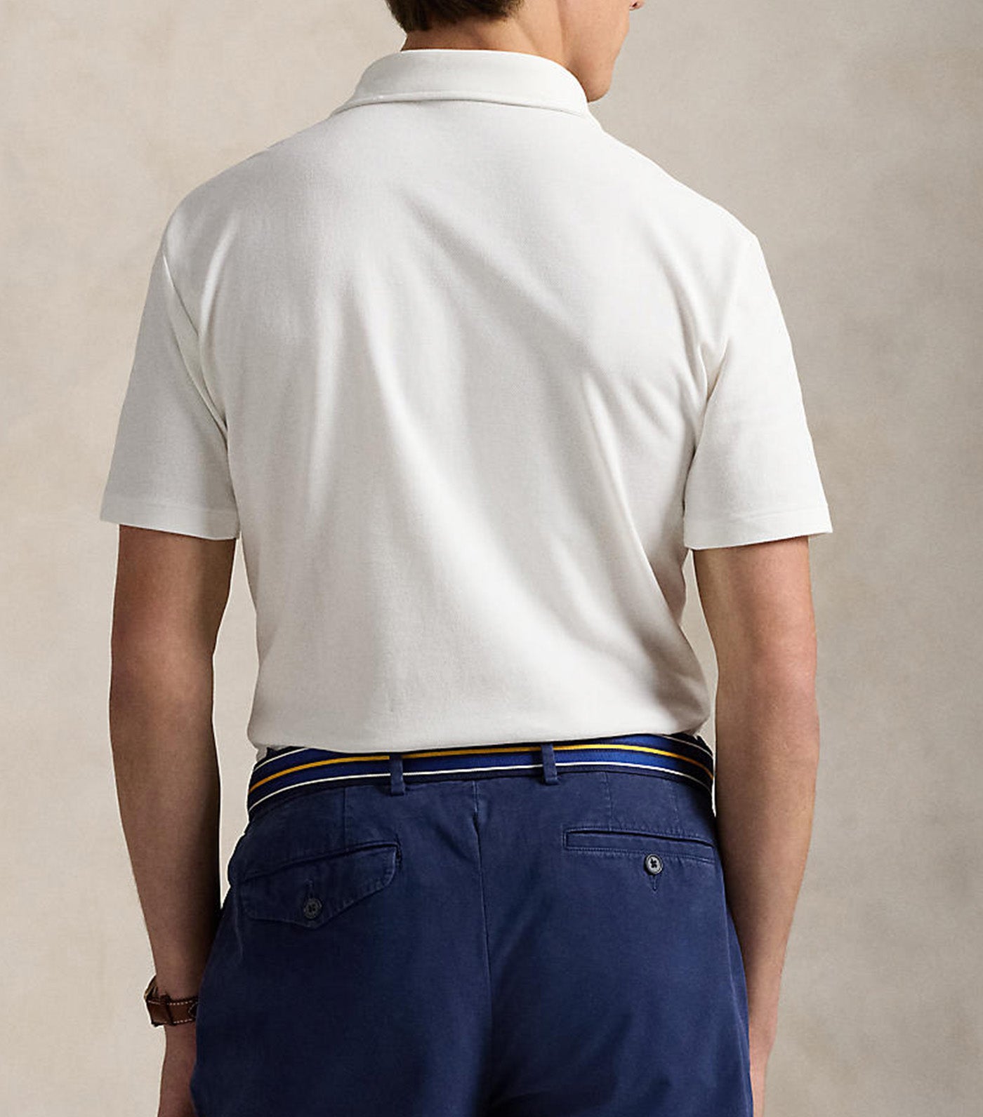 Men's Custom Slim Polo Bear Mesh Polo Shirt White Heritage Icons Bear