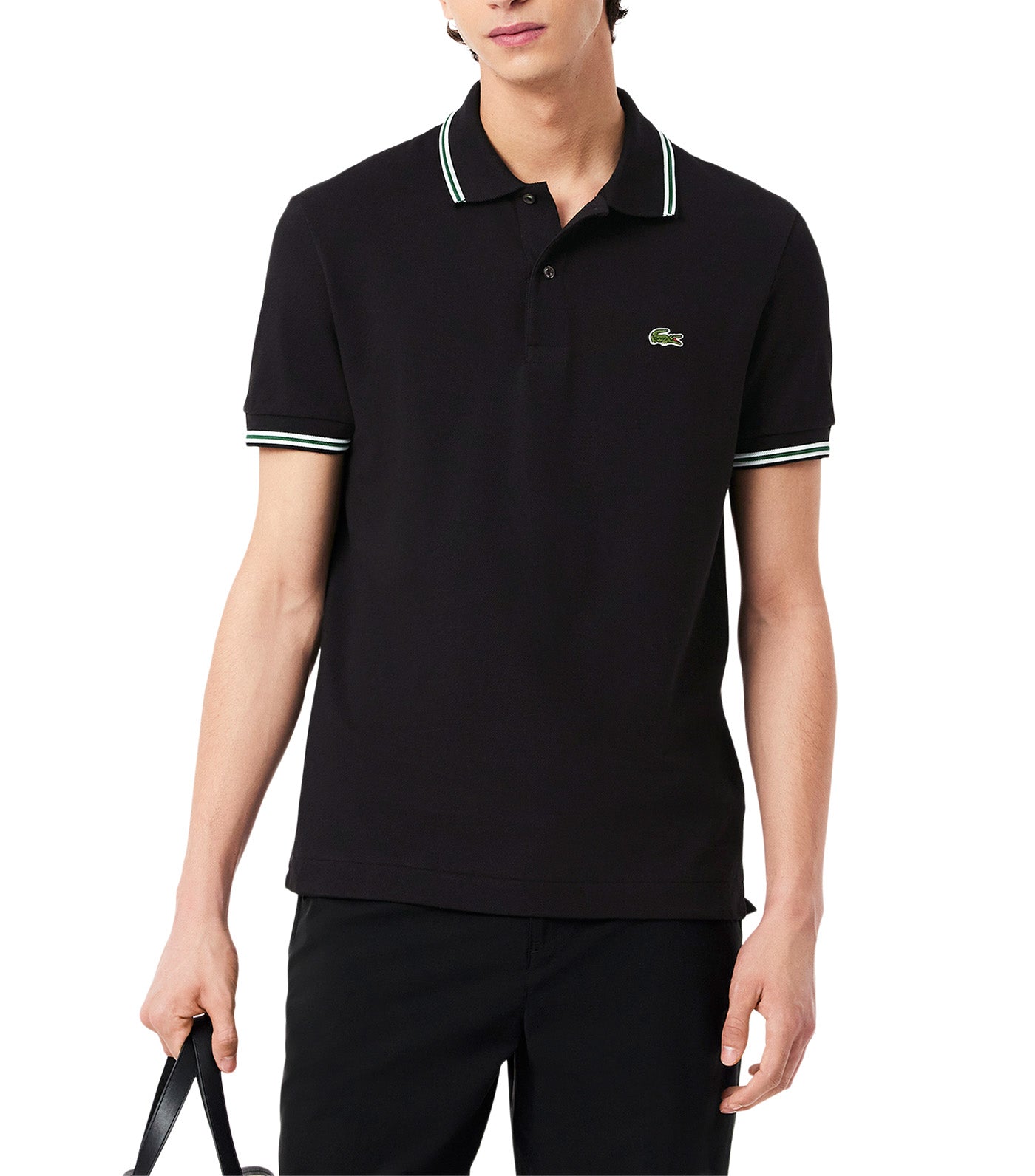 Men's Regular Fit Trim Accent L.12.12 Polo Black