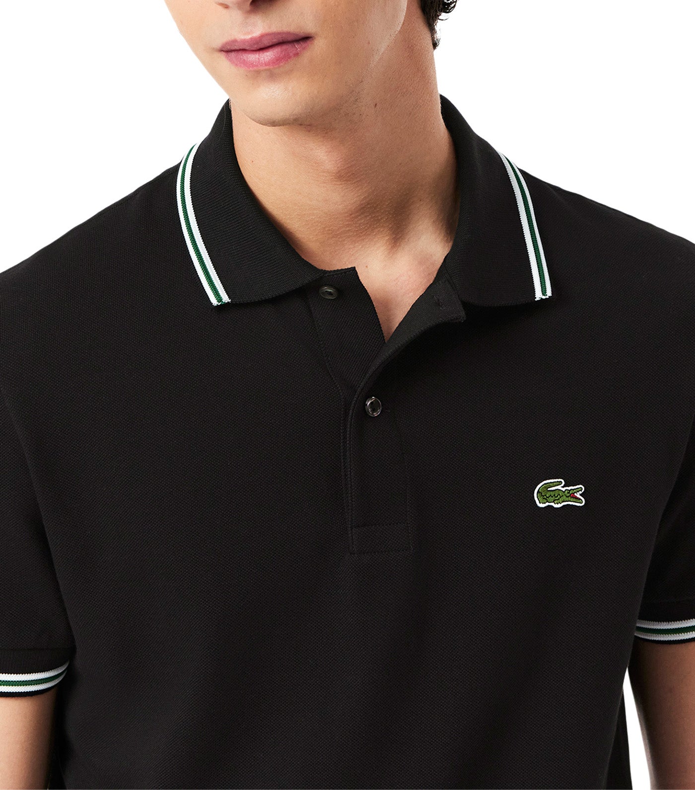 Men's Regular Fit Trim Accent L.12.12 Polo Black
