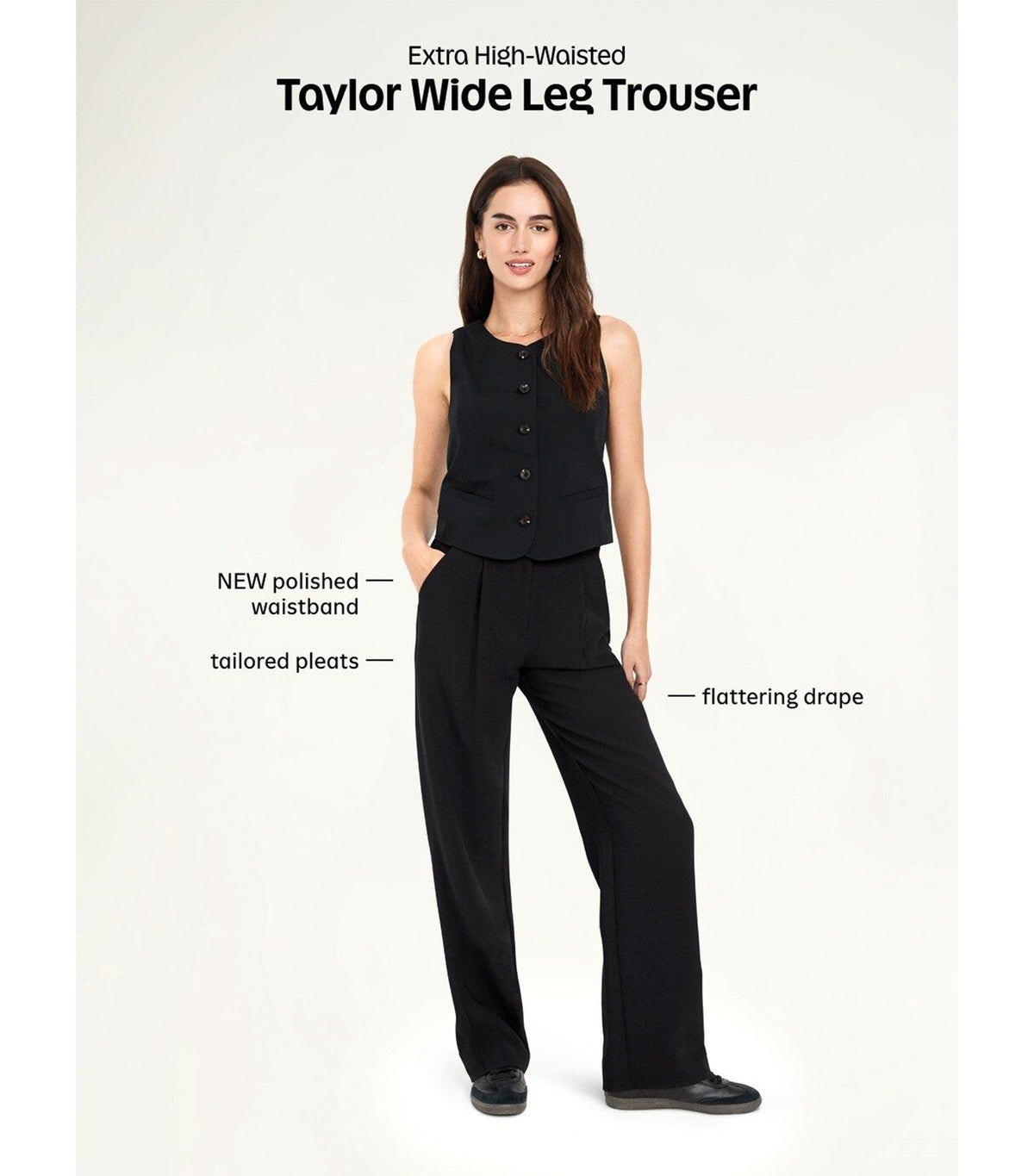 Extra High-Waisted Taylor Wide-Leg Trouser Pants Black