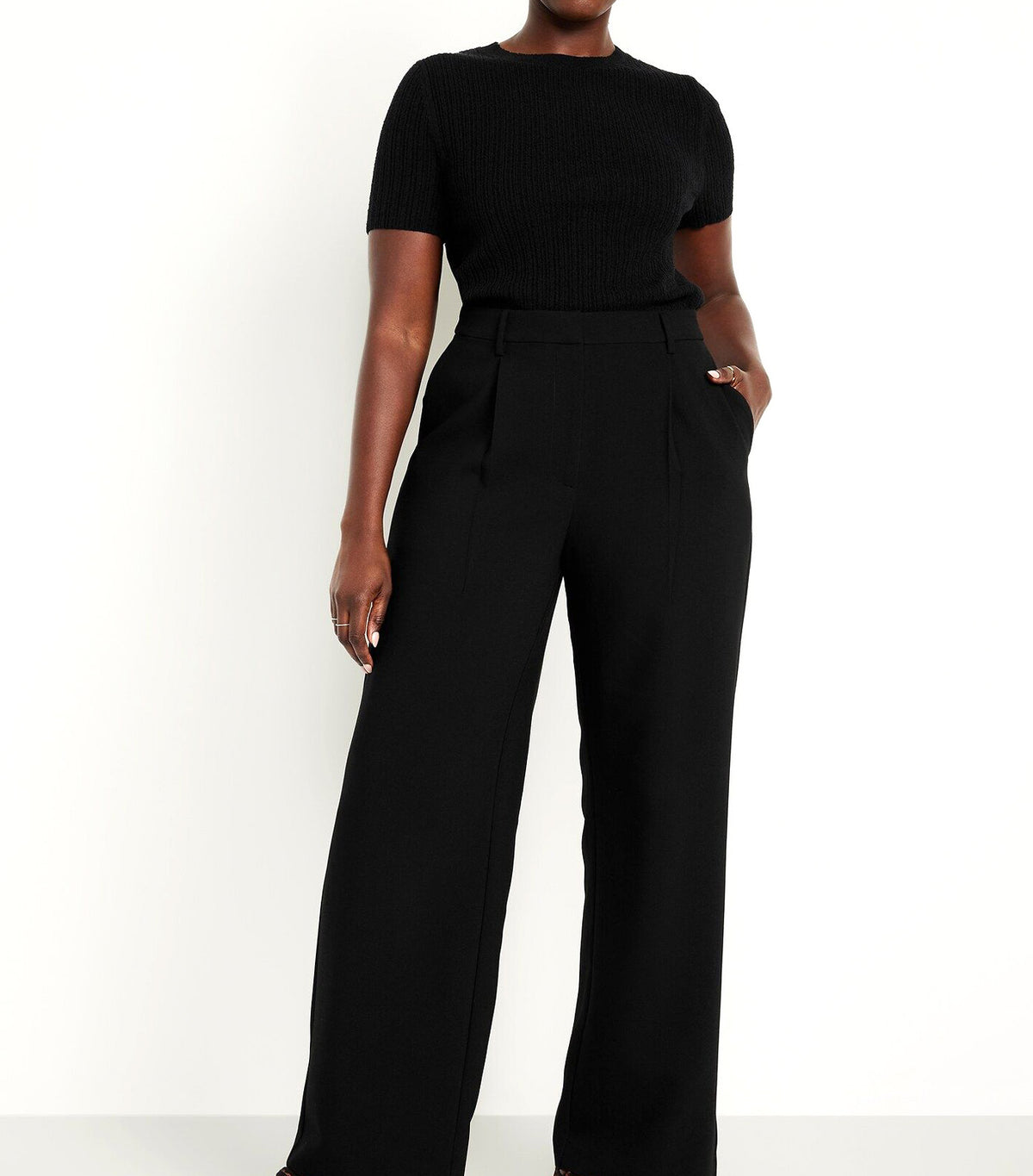 Extra High-Waisted Taylor Wide-Leg Trouser Pants Black