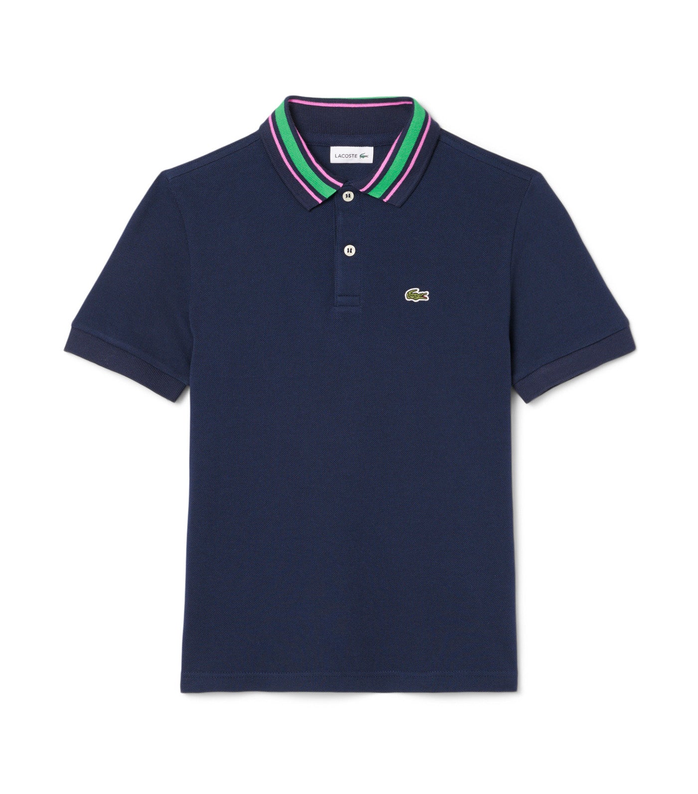 Stripe Collar Petit Piqué Polo Shirt Navy Blue/Malva/Calathea