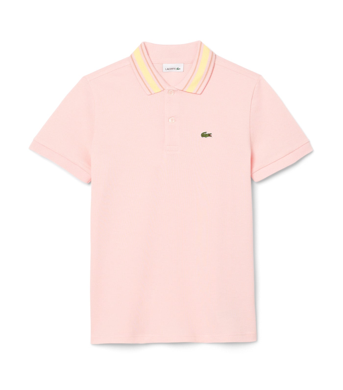 Stripe Collar Petit Piqué Polo Shirt Waterlily/Latte/Yellow