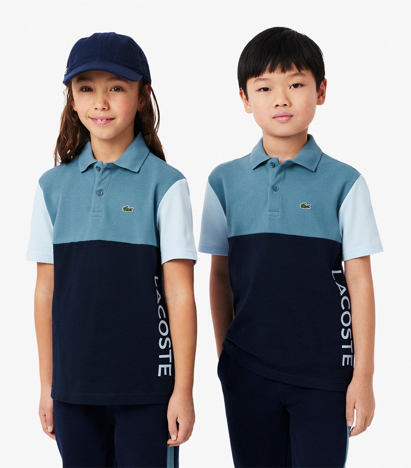 Color-Block Petit Piqué Polo Shirt Limestone/Rill/Navy Blue