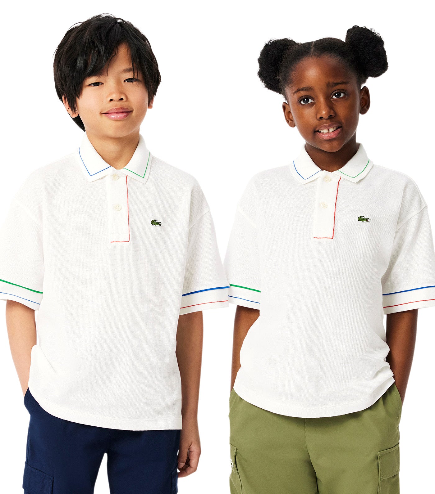 Petit Piqué Polo with Contrast Accent Flour/Multicolor