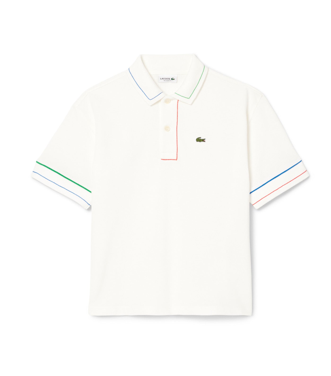Petit Piqué Polo with Contrast Accent Flour/Multicolor