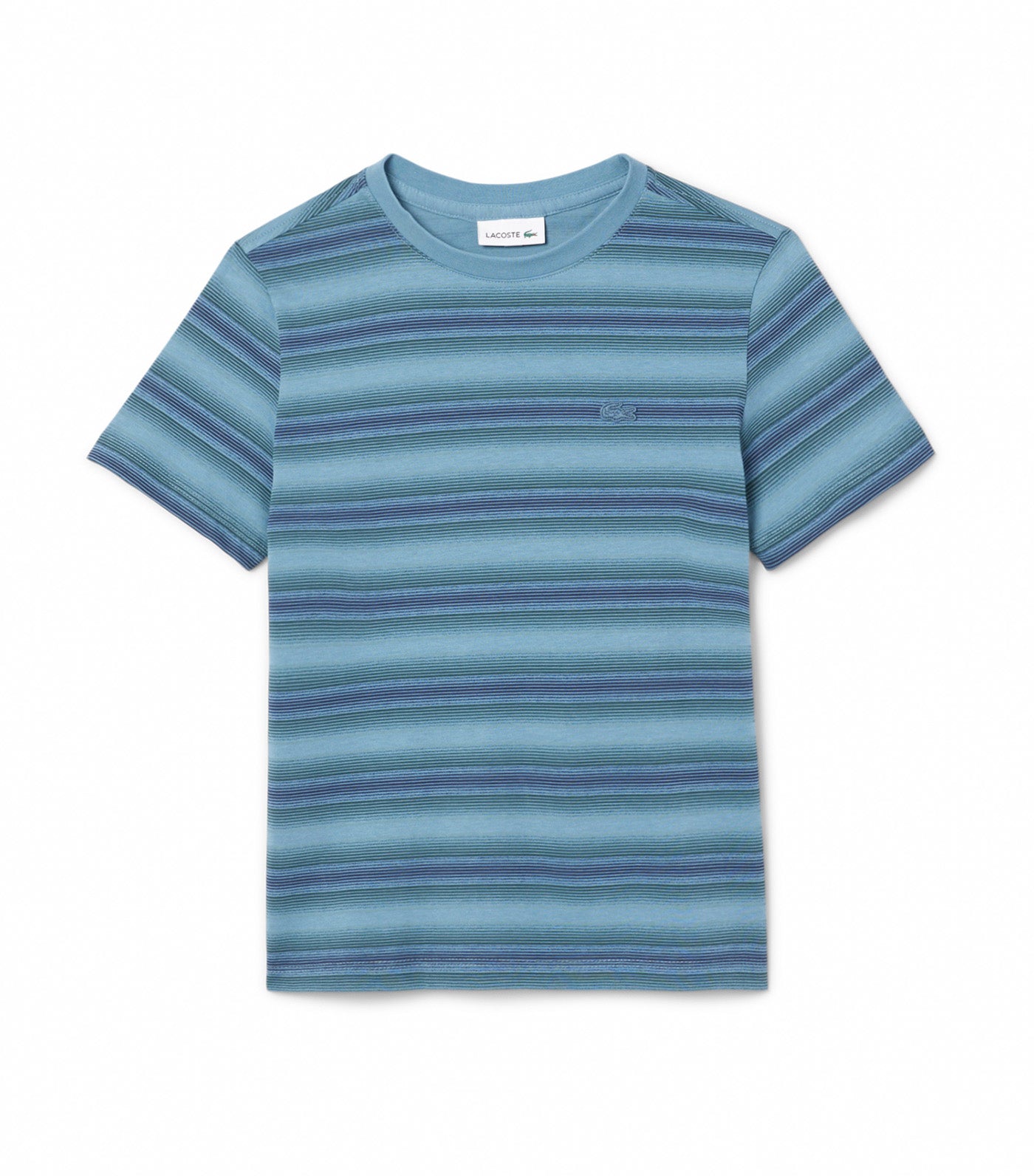 Striped Print Cotton T-Shirt Limestone/Falcon-Navy Blue