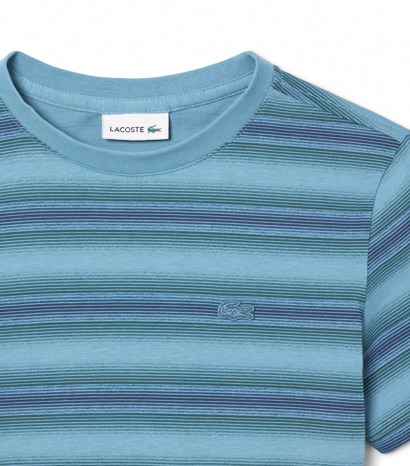 Striped Print Cotton T-Shirt Limestone/Falcon-Navy Blue