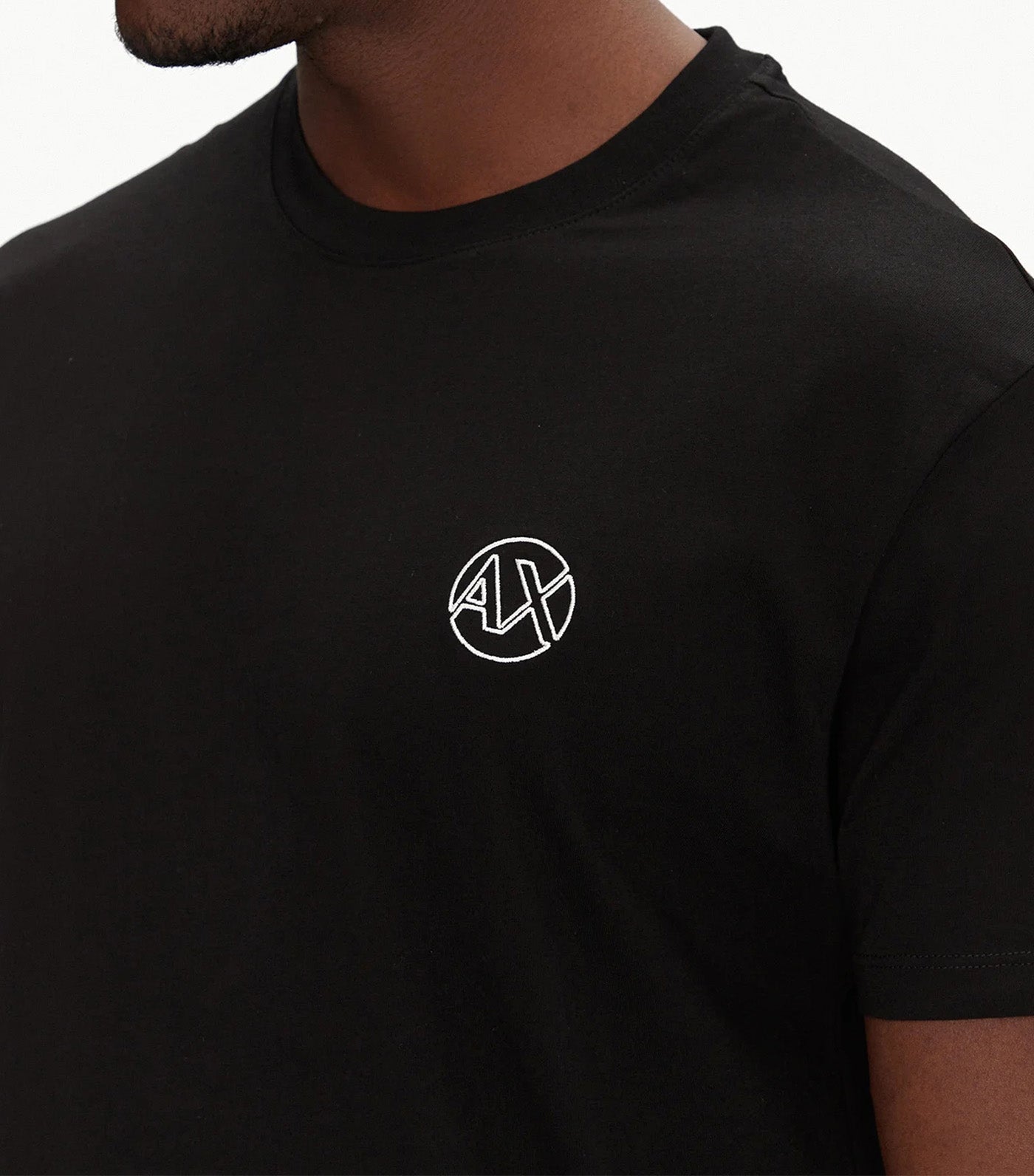 Armani Exchange Regular Fit T-Shirt with Logo and Patch on the Chest Black