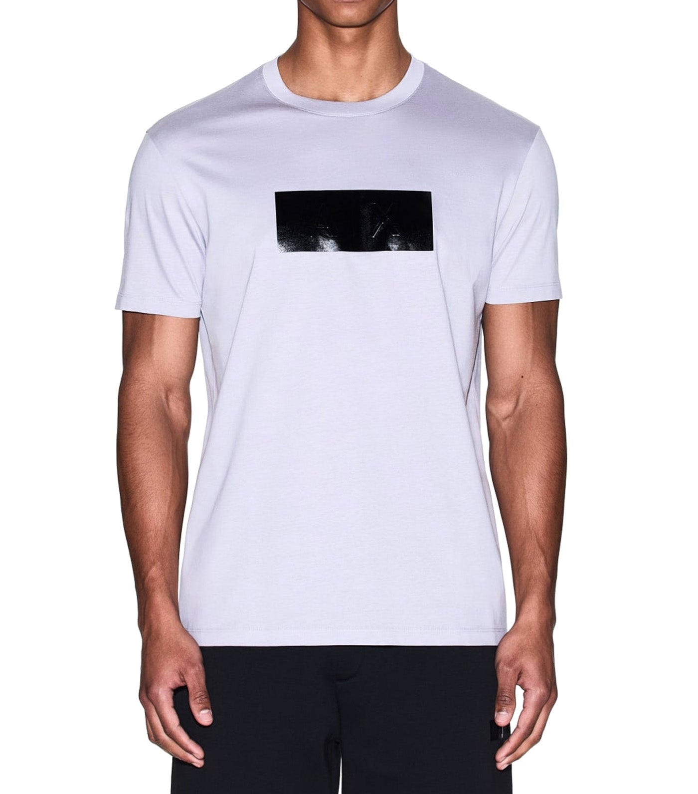 Armani Exchange Regular Fit T-Shirt with Vinyl Logo Print Lilac Gray