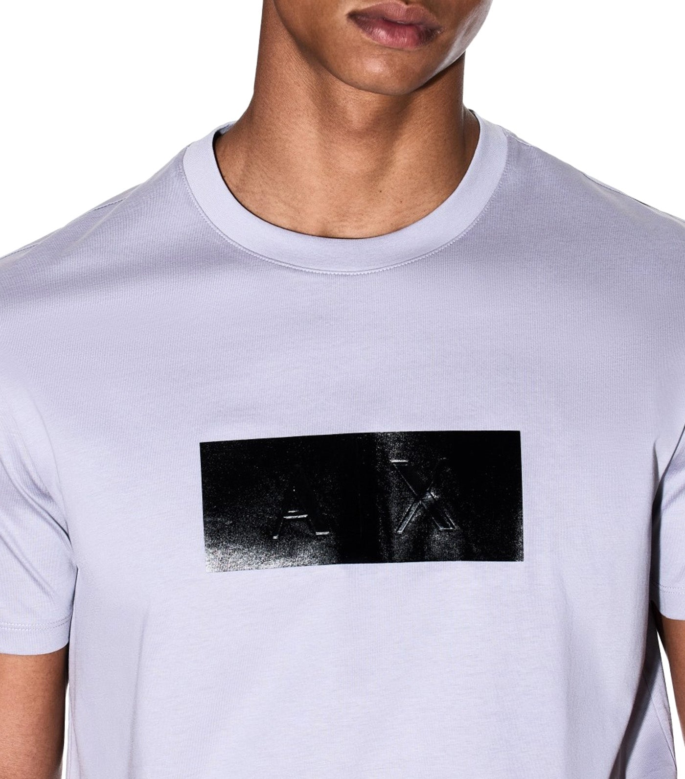 Armani Exchange Regular Fit T-Shirt with Vinyl Logo Print Lilac Gray