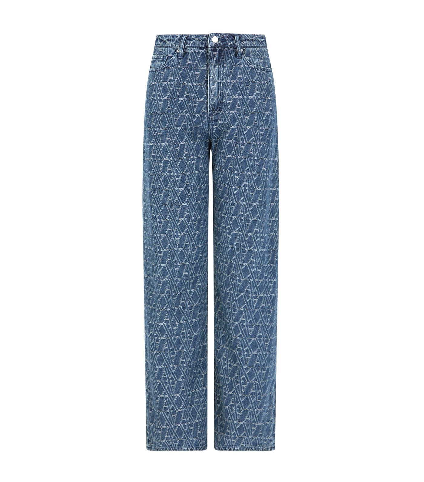 Armani Exchange Relaxed Fit Jeans with Allover ASV Logo Blue Denim Monogram