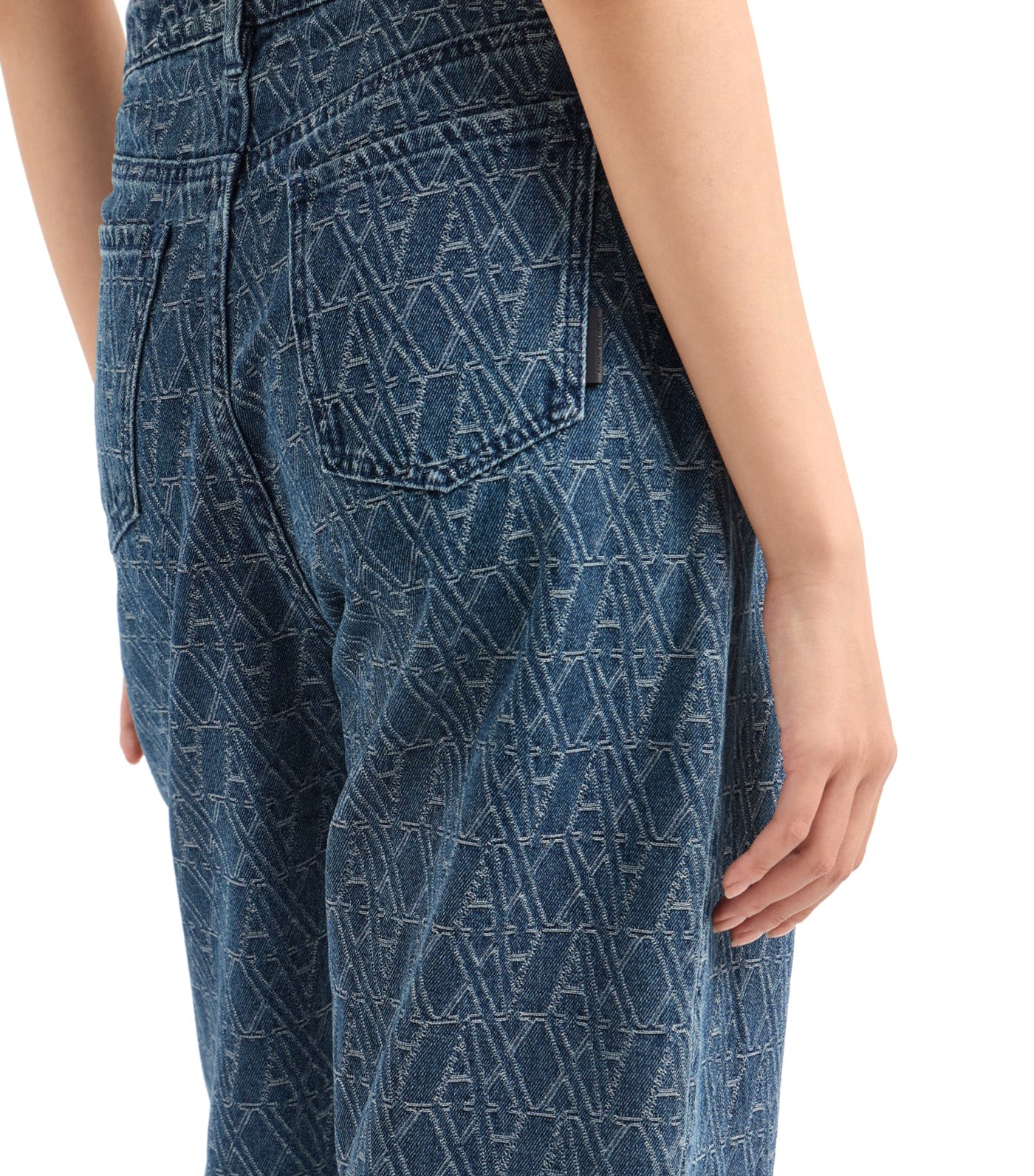 Armani Exchange Relaxed Fit Jeans with Allover ASV Logo Blue Denim Monogram