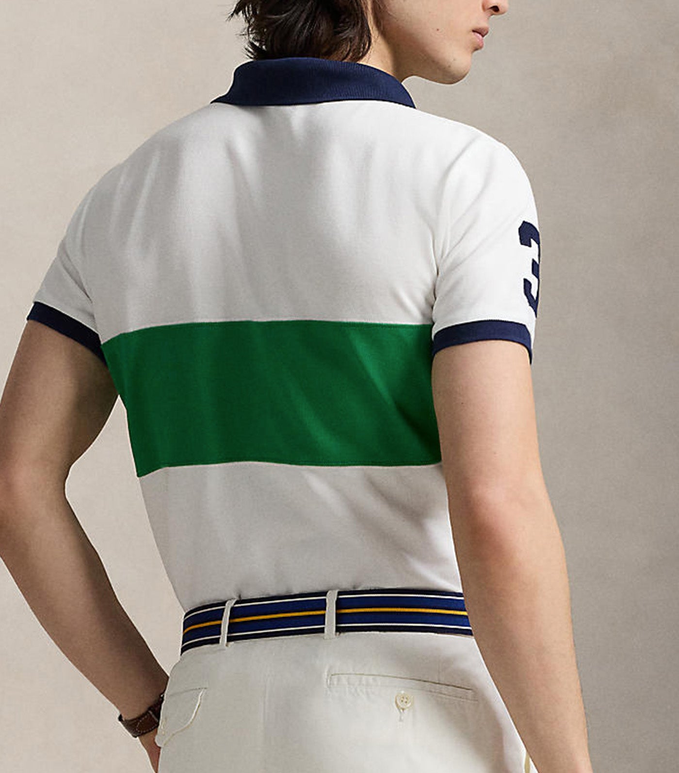 Custom Slim Fit Big Pony Mesh Polo Shirt Cruise Green Multi