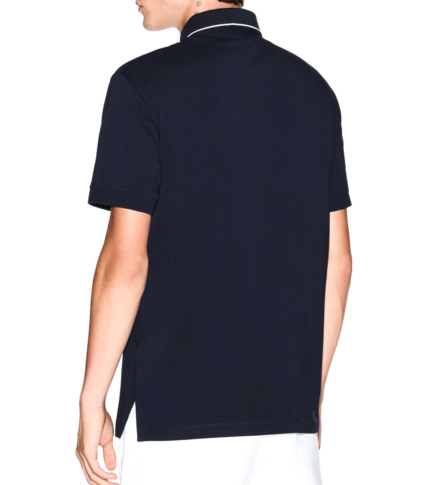 Slim Fit Polo Shirt with Logo and Piping Dark Sapphire