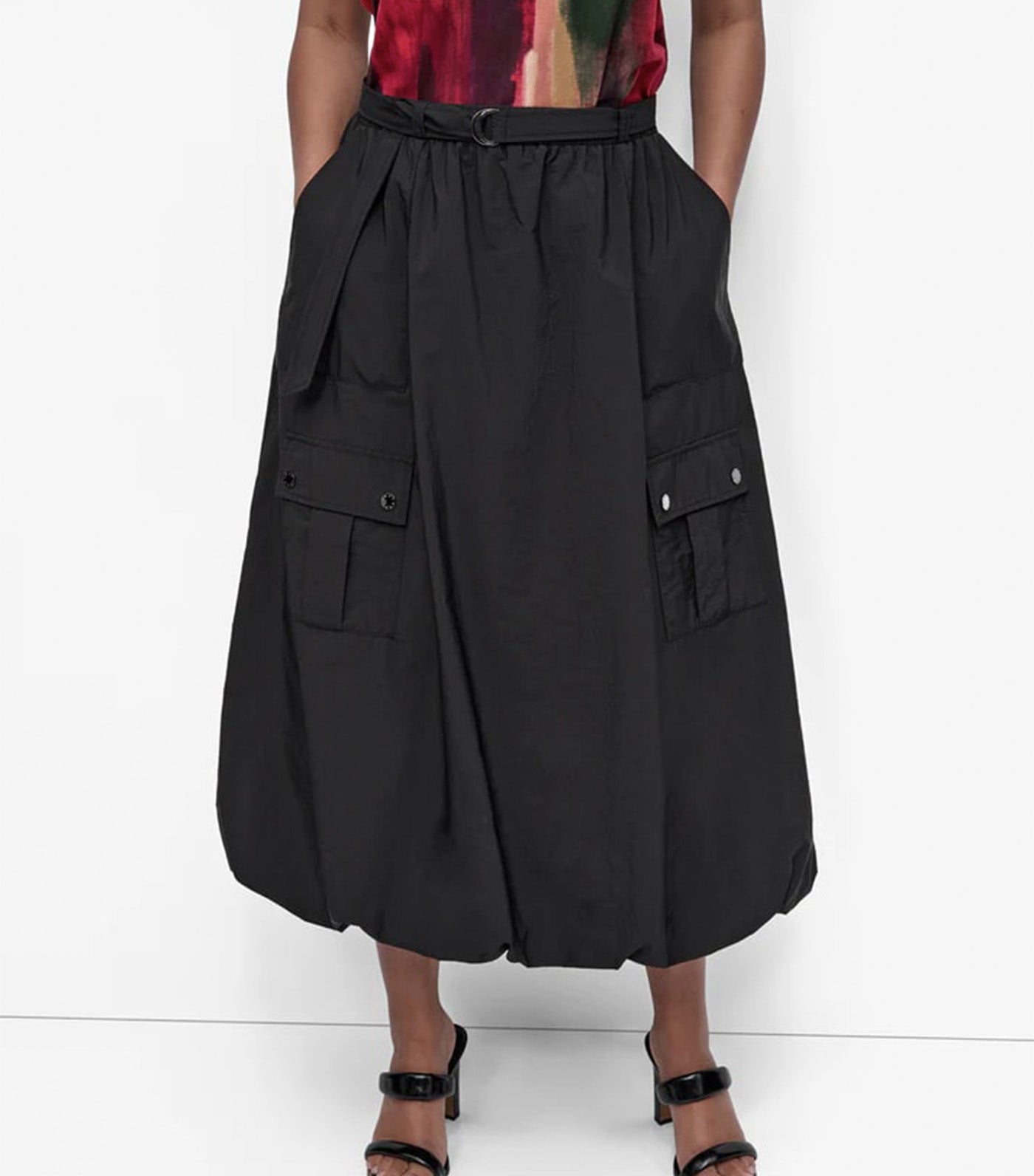 Rumpled Tech Cargo Skirt Black