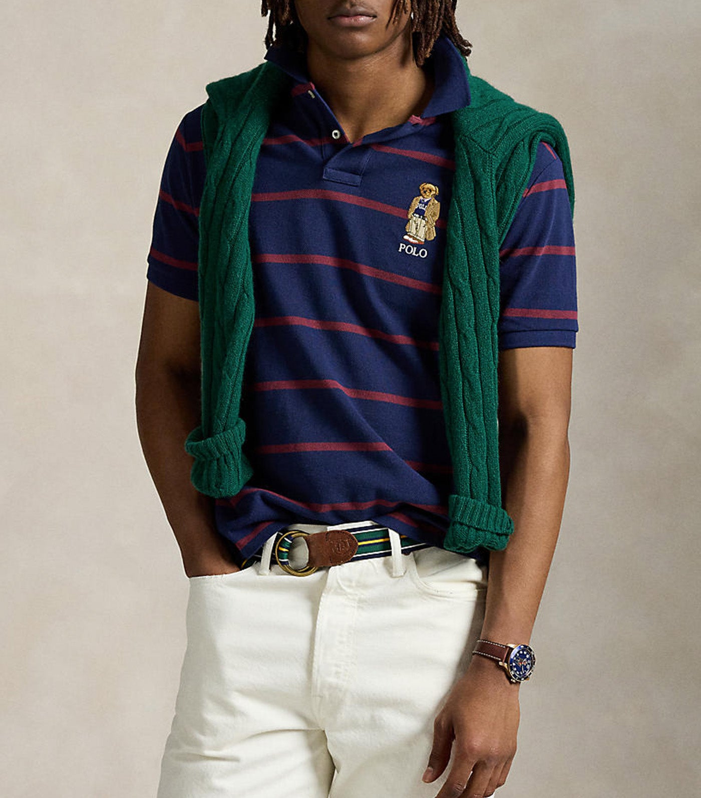 Custom Slim Fit Bear Mesh Polo Shirt Newport Navy Heritage