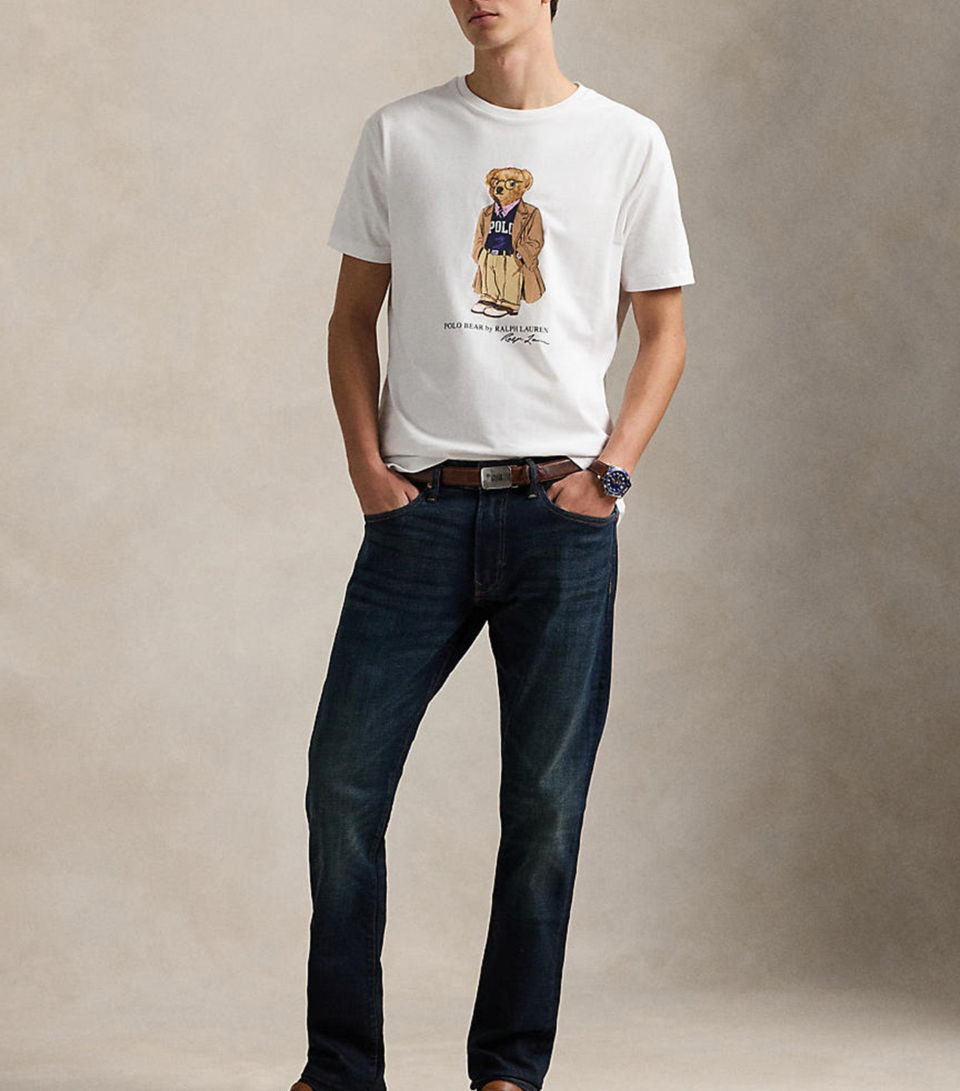 Custom Slim Fit Polo Bear Jersey T-Shirt White