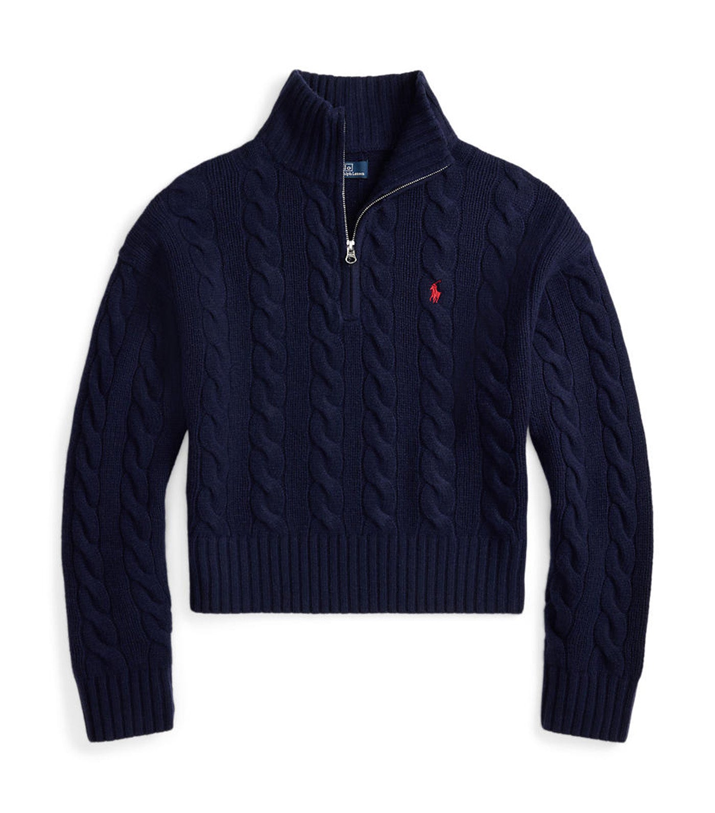 Cable-Knit Cotton Quarter-Zip Jumper Hunter Navy