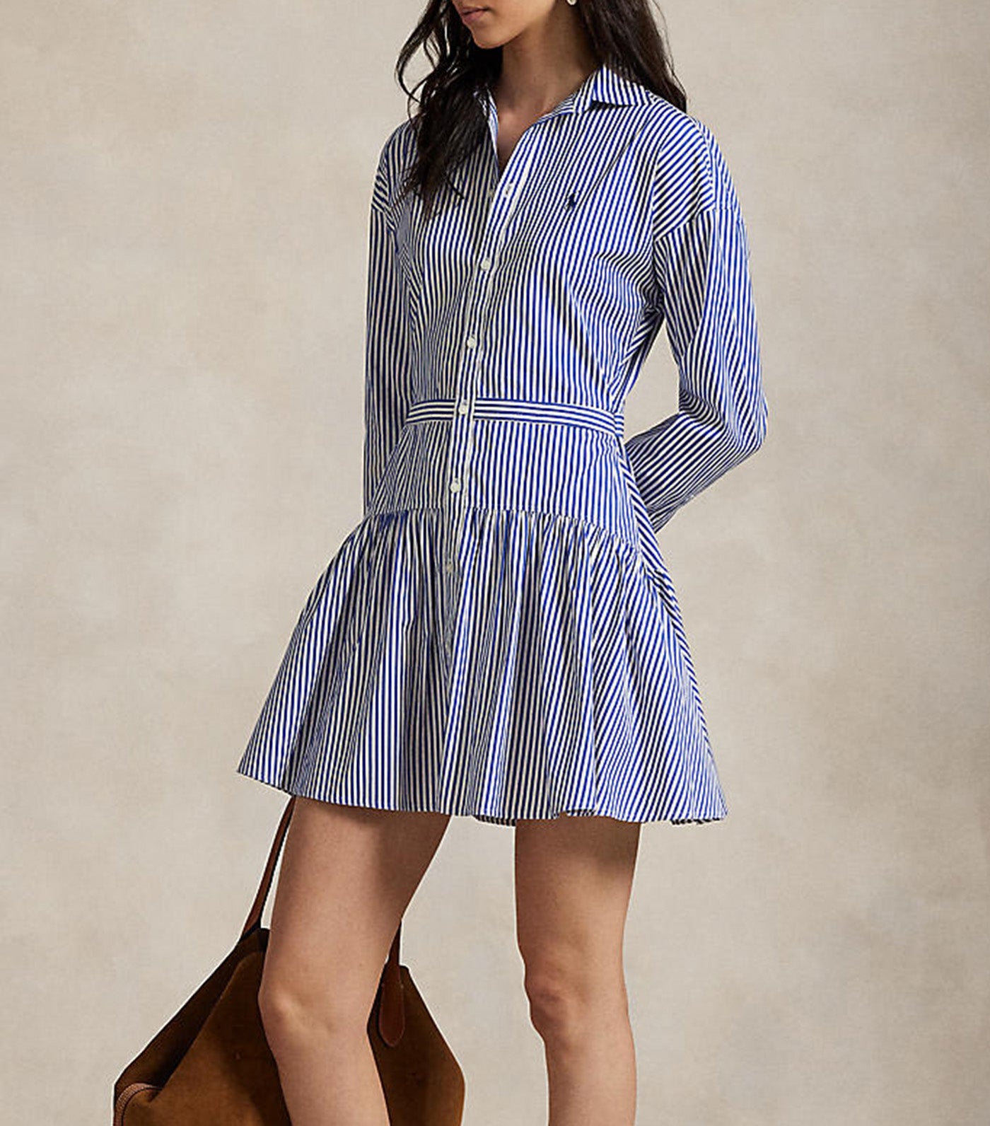 Striped Cotton Panelled Shirtdress Blue/White Stripe